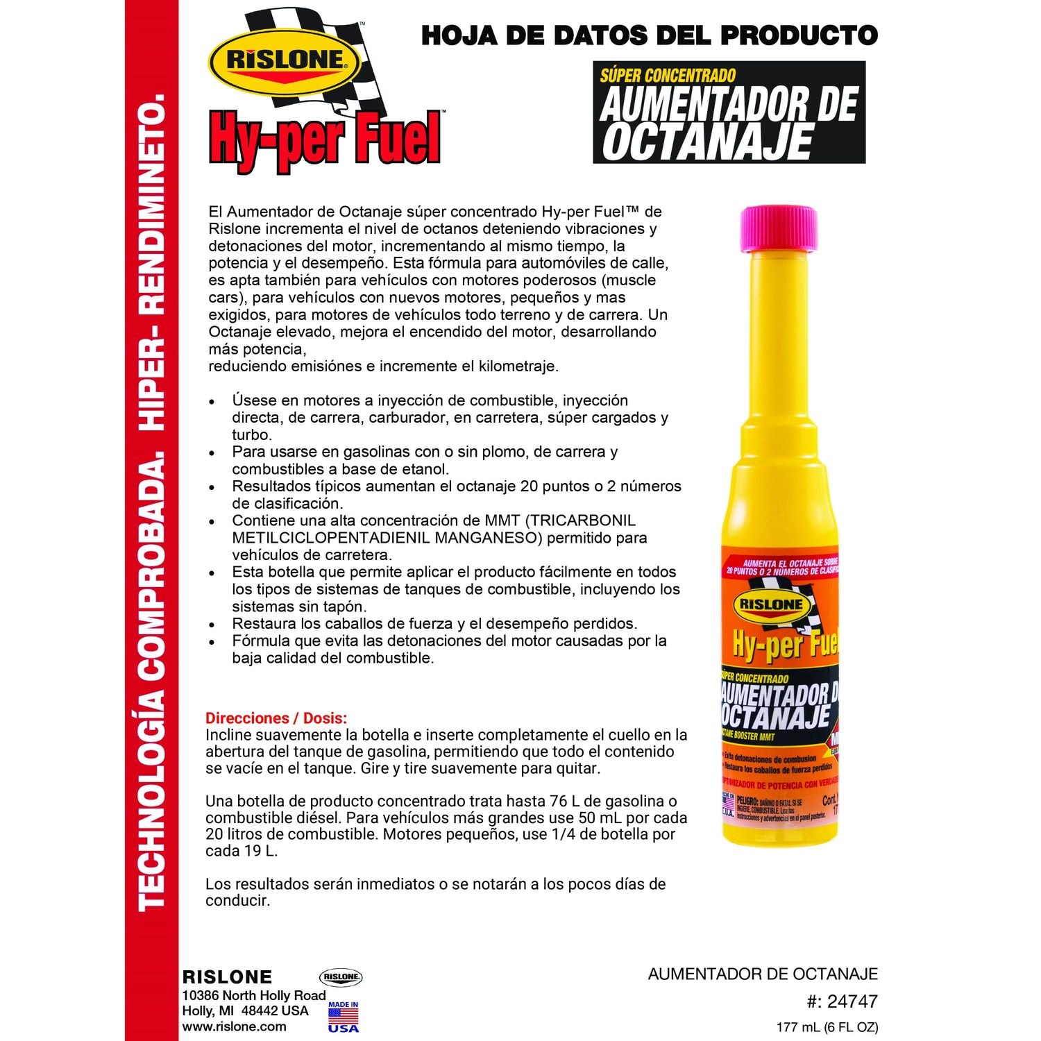 Rislone Aumentador de Octanaje 177ml