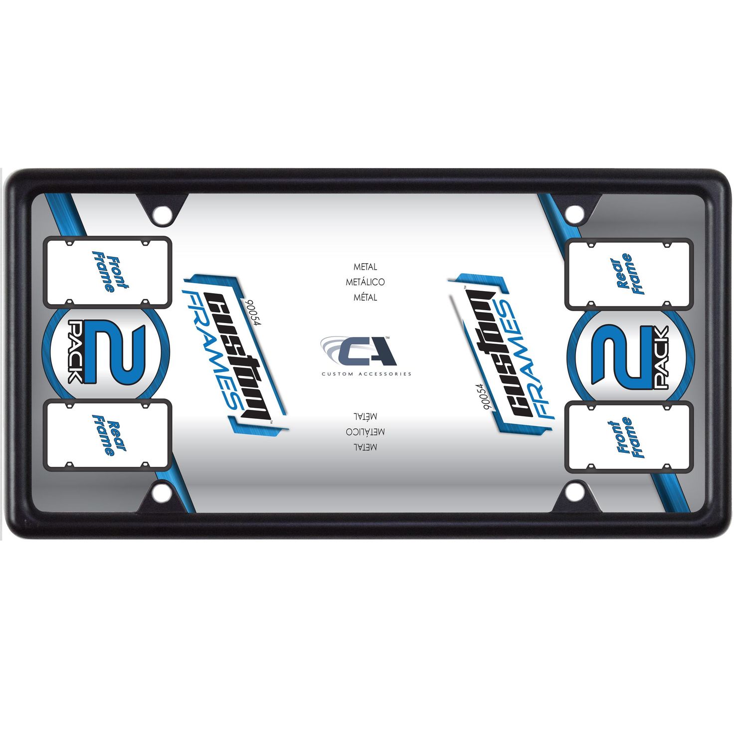 Custom Accessories Black Metal License Plate Frame 2 Pack | AutoZone