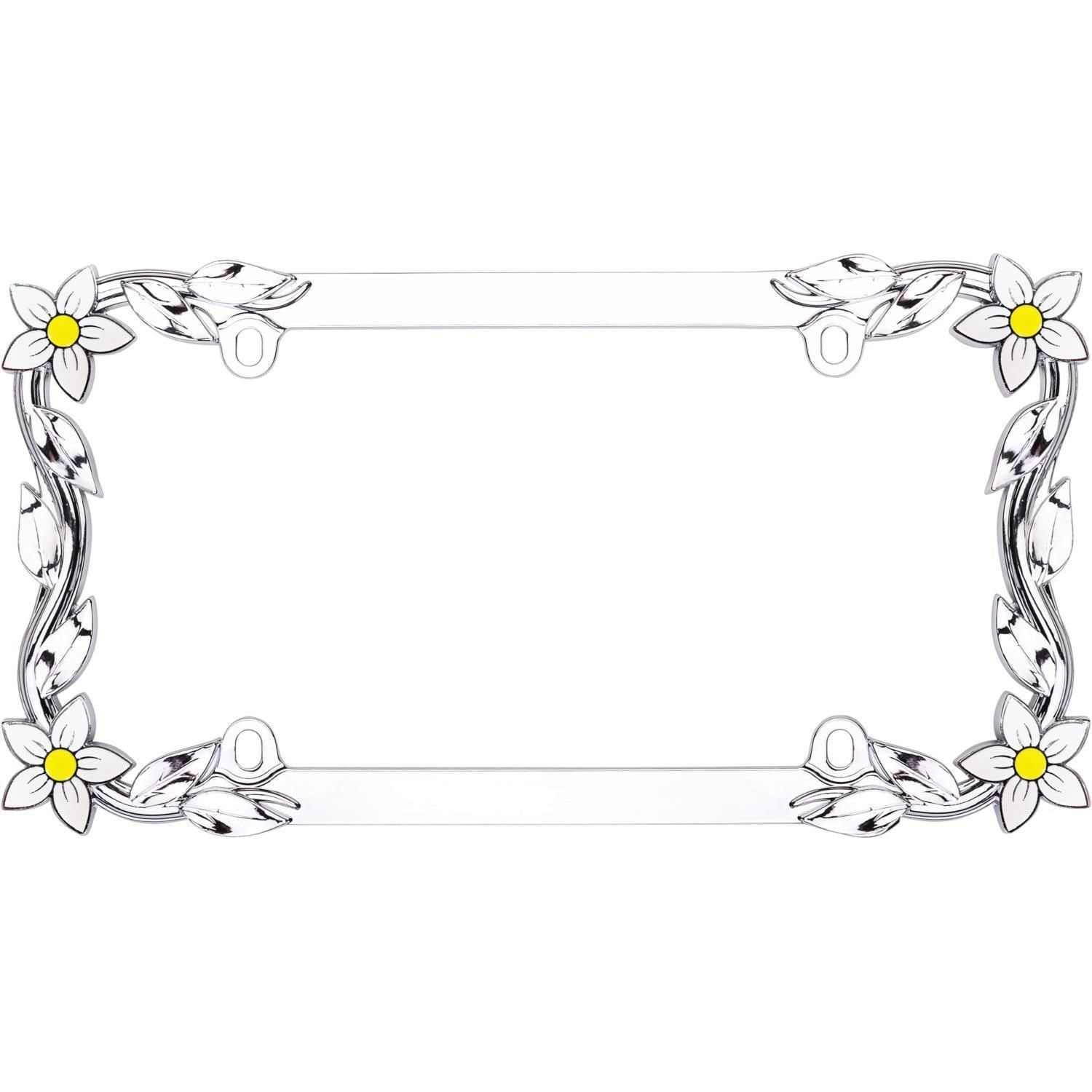 Cruiser Accessories Daisy Painted Chrome License Plate Frame