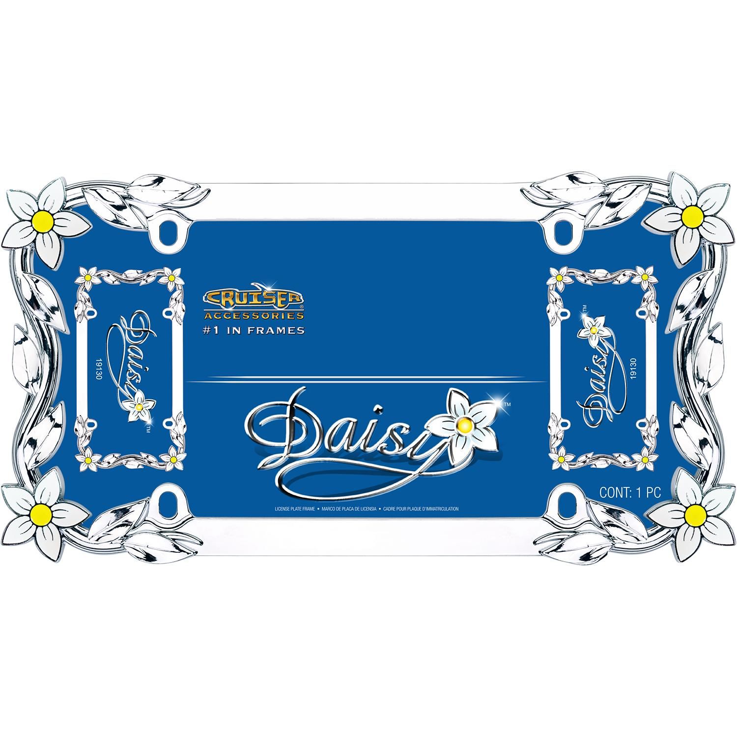 Cruiser Accessories Daisy Painted Chrome License Plate Frame