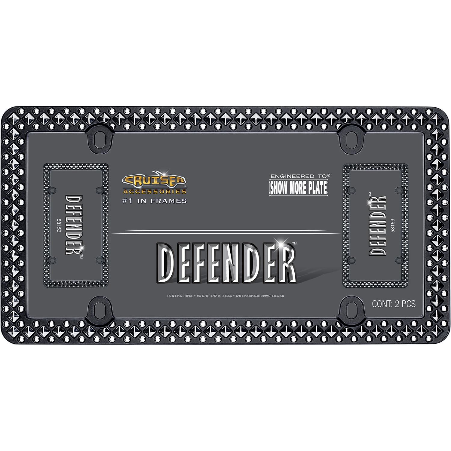 Cruiser Accessories Black and Chrome Defender License Plate Frame