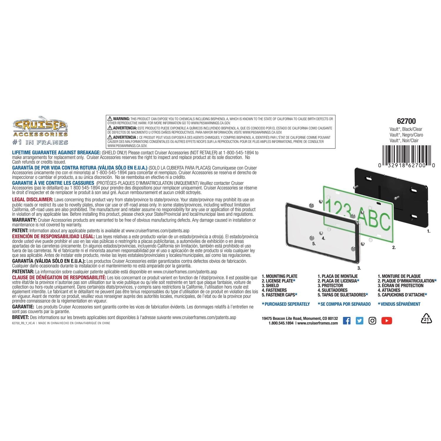 Cruiser Accessories Black License Plate Cover | AutoZone