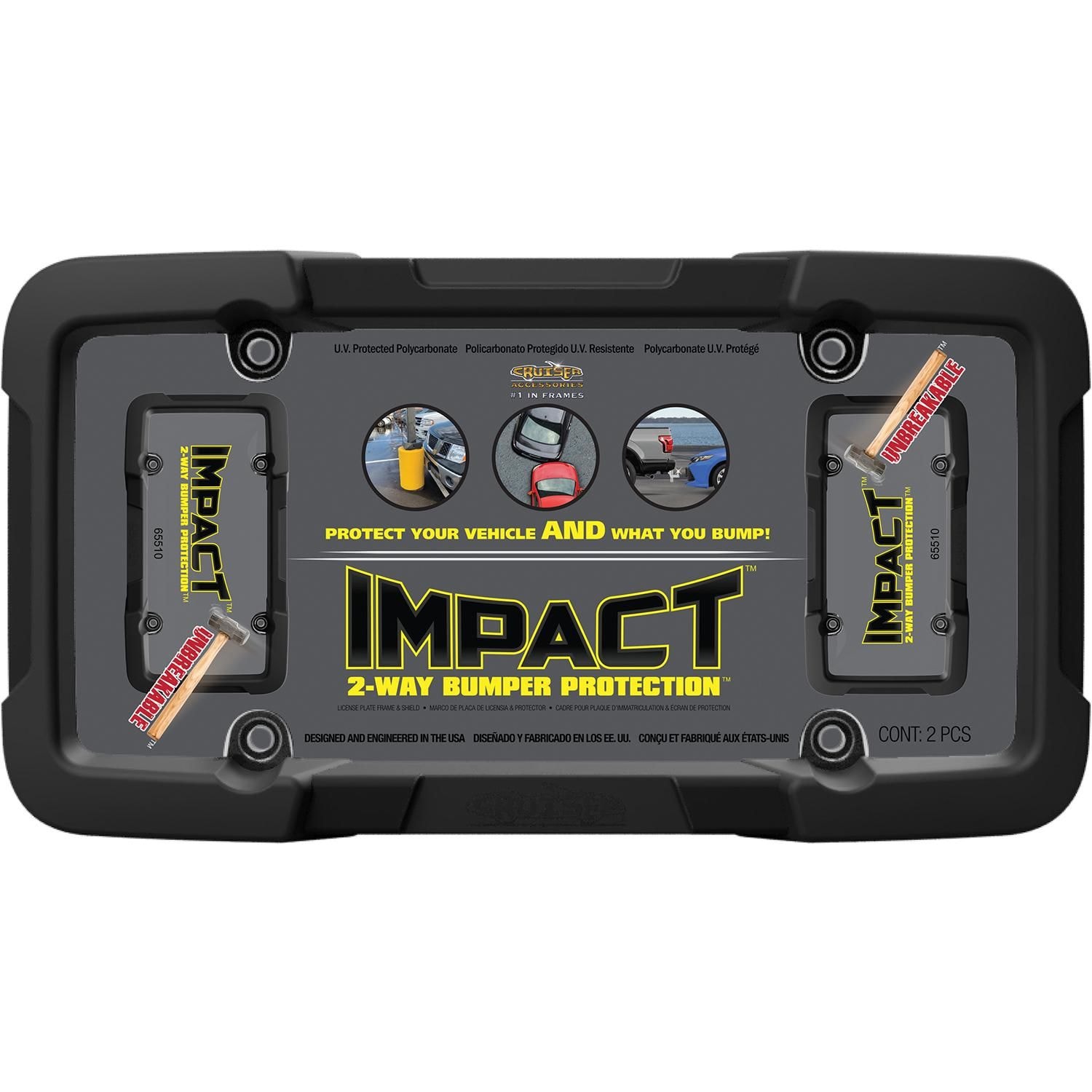 Cruiser Accessories Black Impact License Plate Frame and Cover