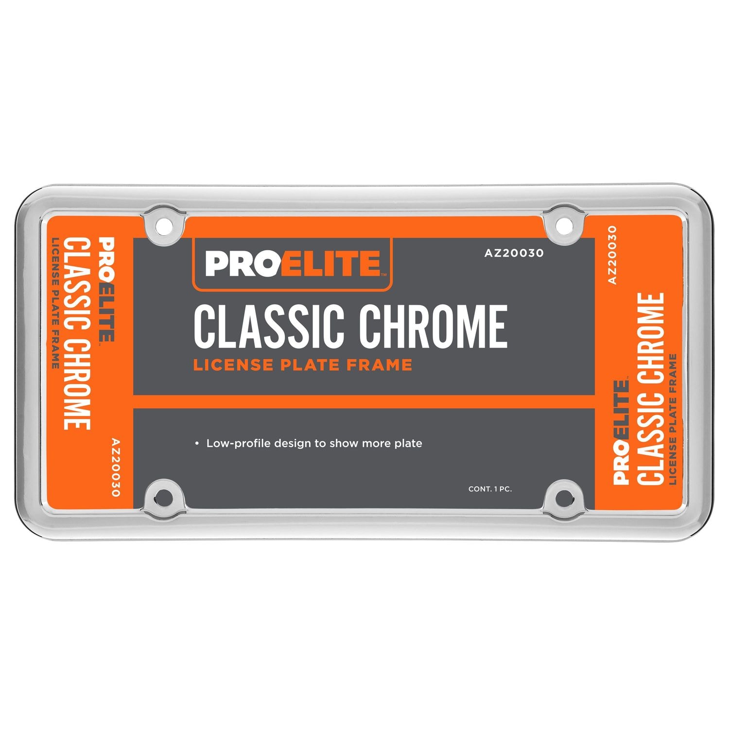 アコメタル　帯有り ProElite Chrome Classic Lite License Plate Frame | AutoZone