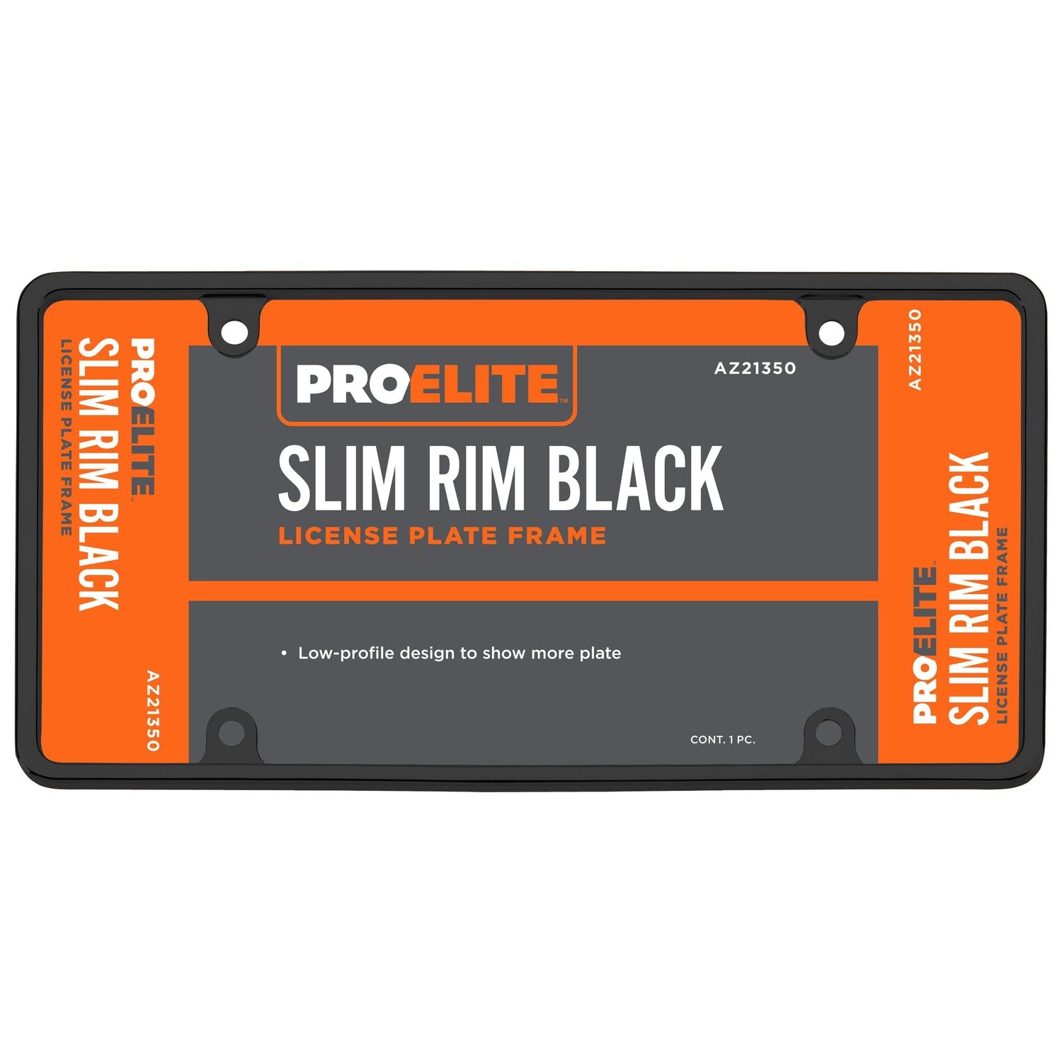 ProElite Black Slim Rim License Plate Frame