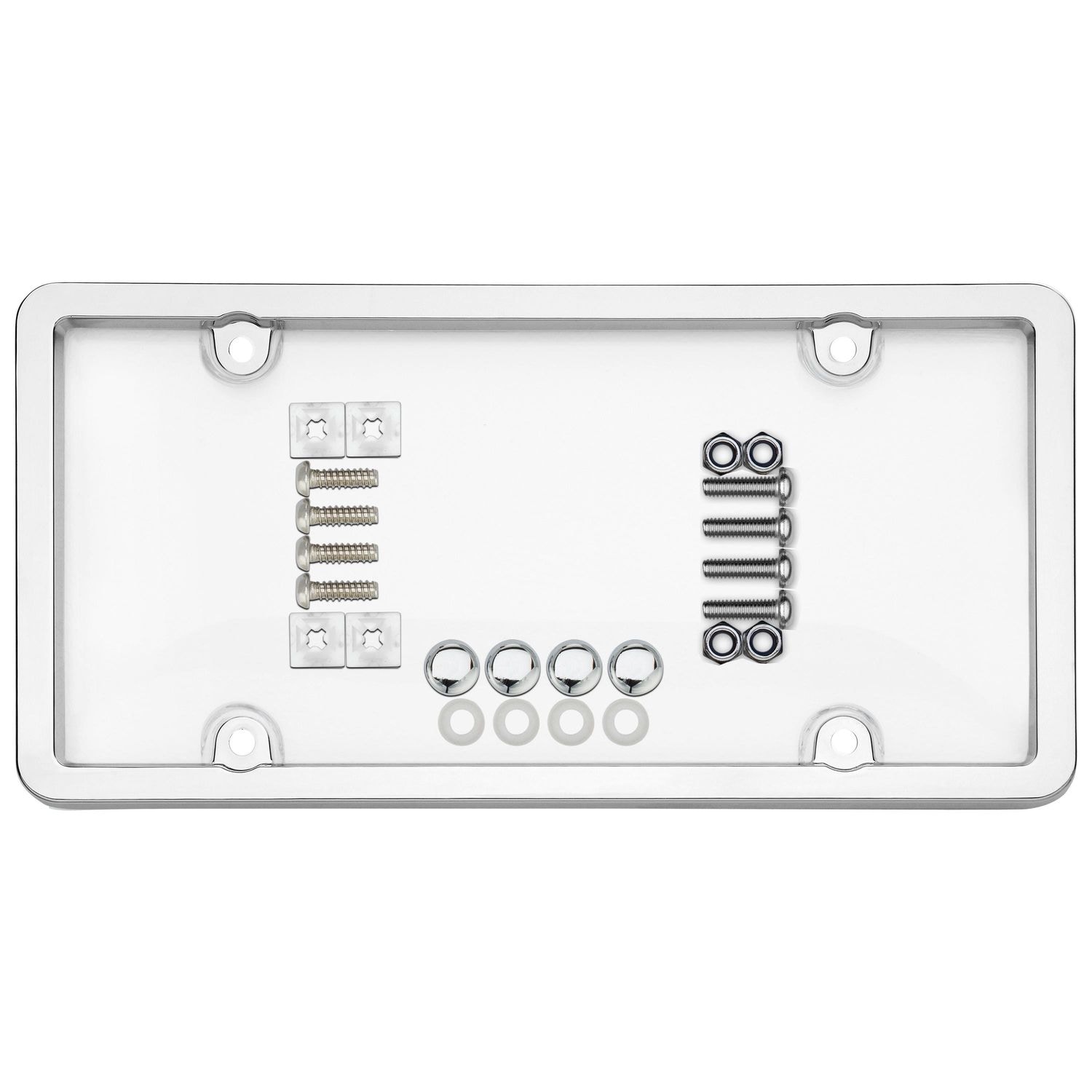ProElite Chrome and Clear Ultimate Tuf License Plate Frame and