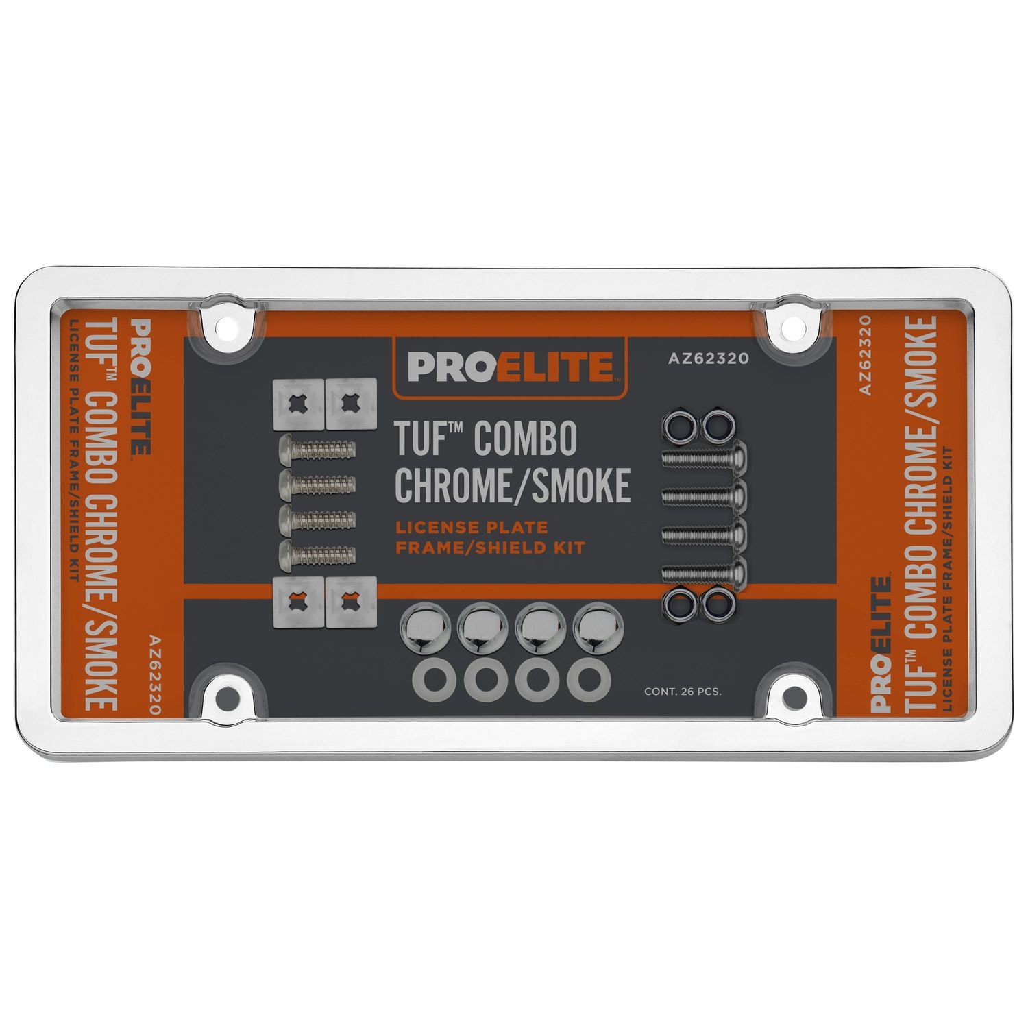 ProElite Chrome and Smoke Ultimate Tuf License Plate Frame and