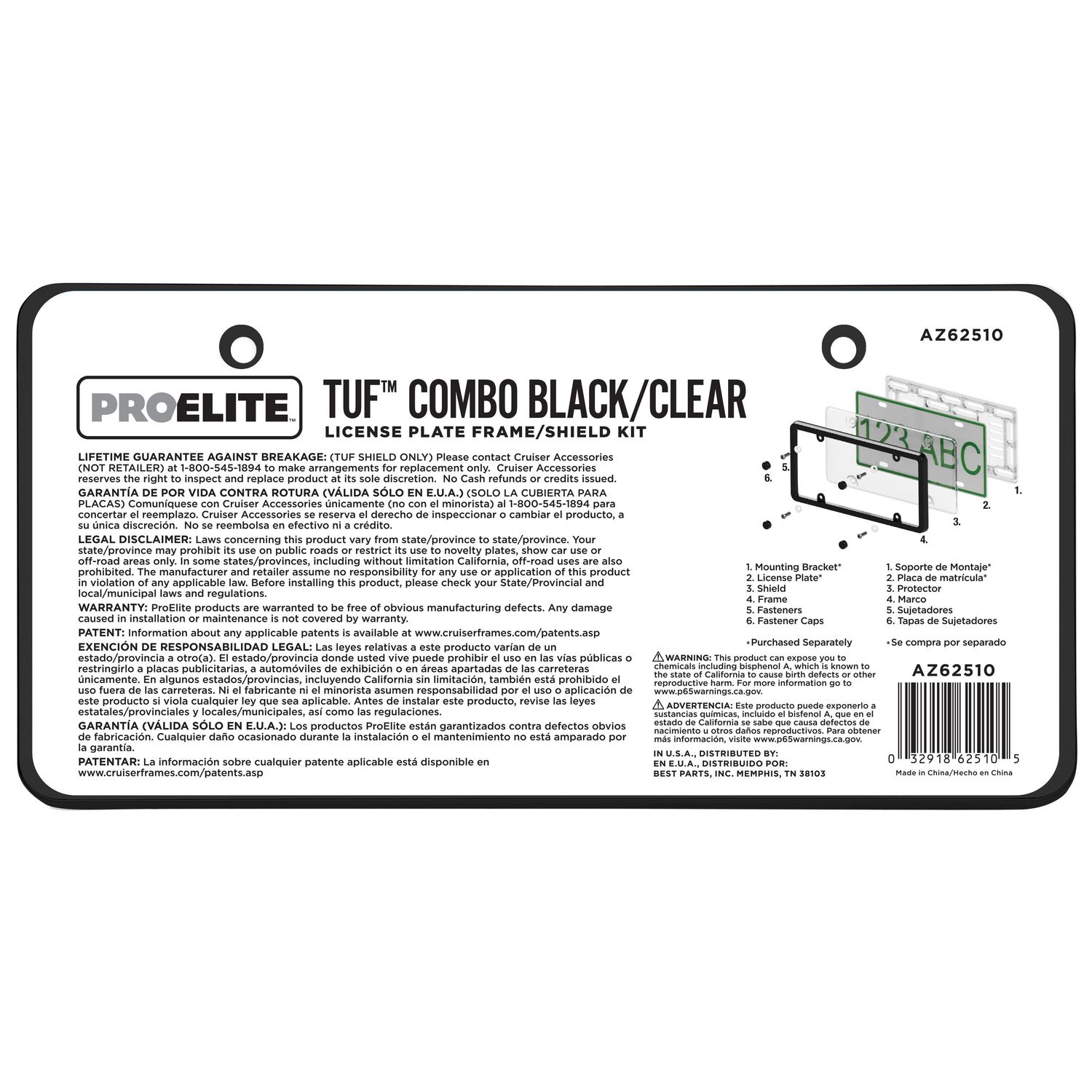 ProElite License Plate Frame AZ62510 | AutoZone