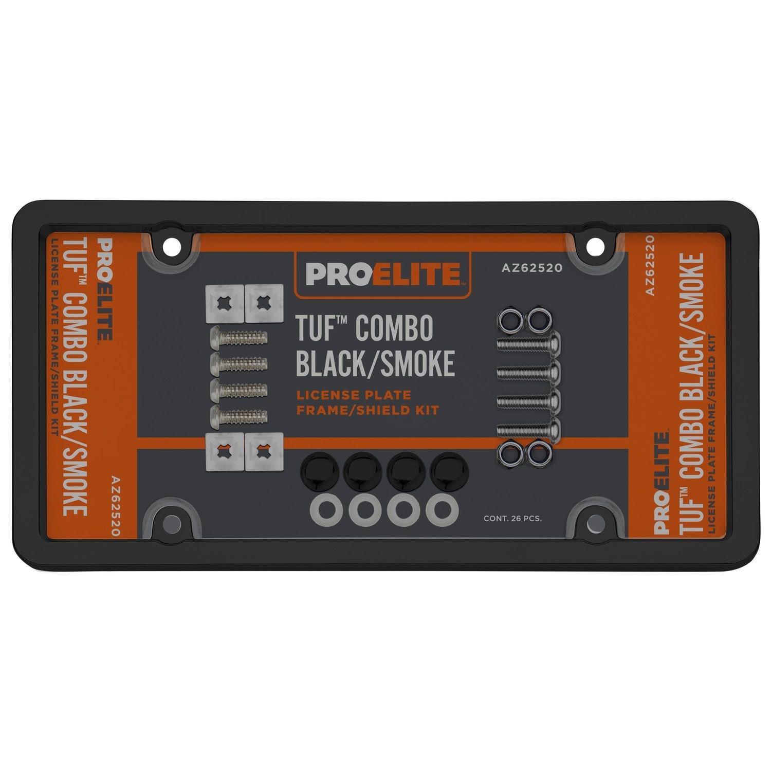 ProElite Black and Smoke Ultimate Tuf License Plate Frame and