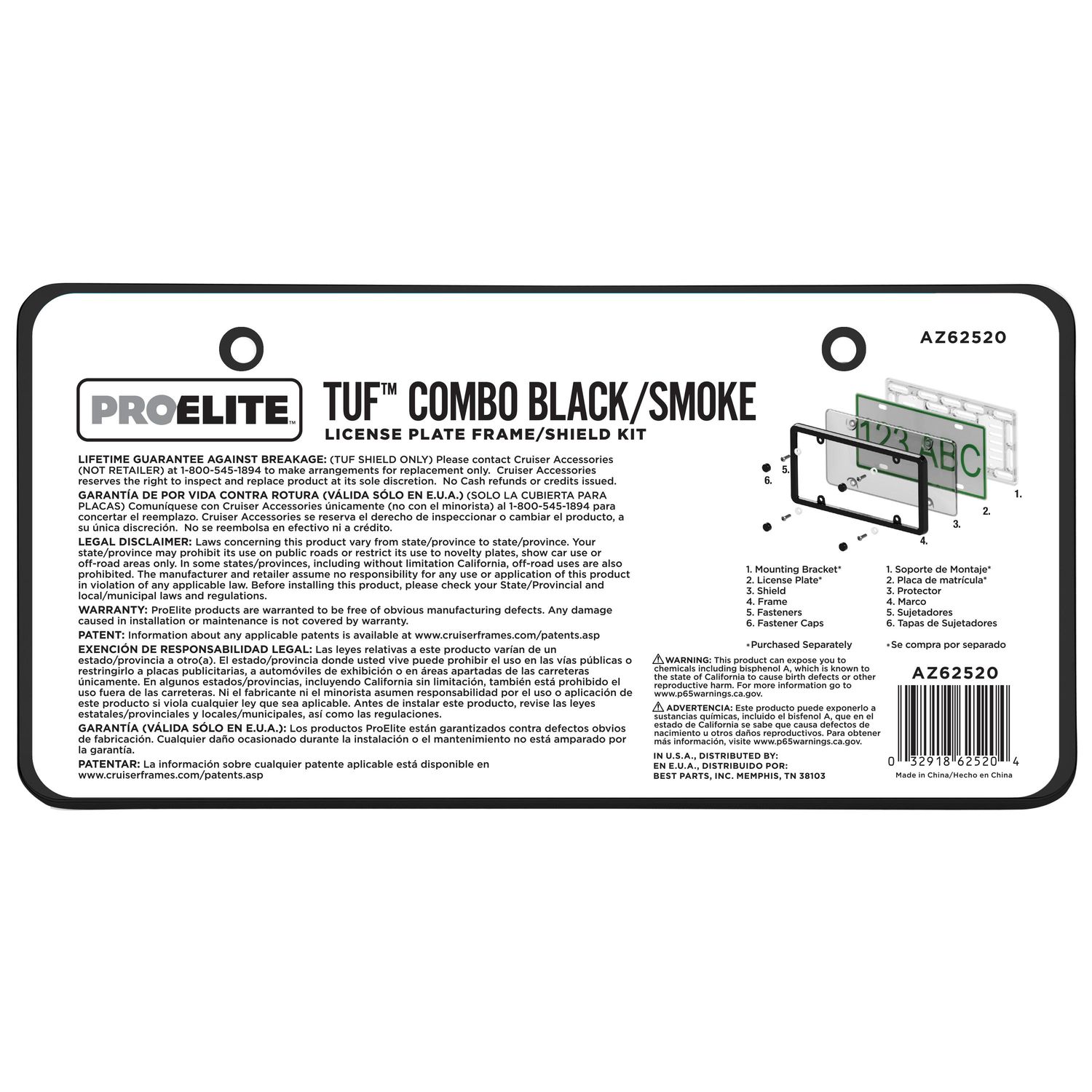 ProElite License Plate Frame AZ62520 | AutoZone