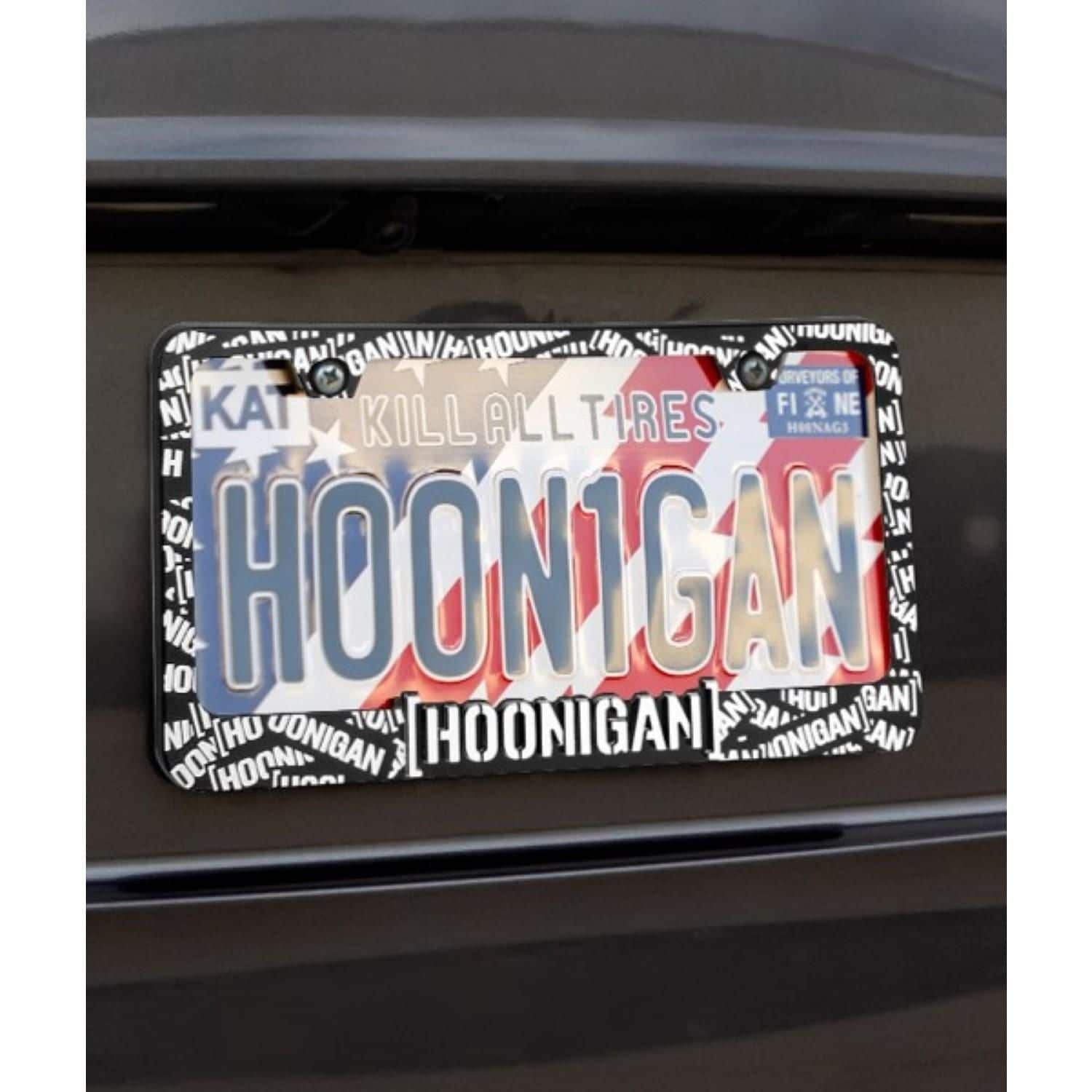 Hoonigan Black Scatter License Plate Frame | AutoZone