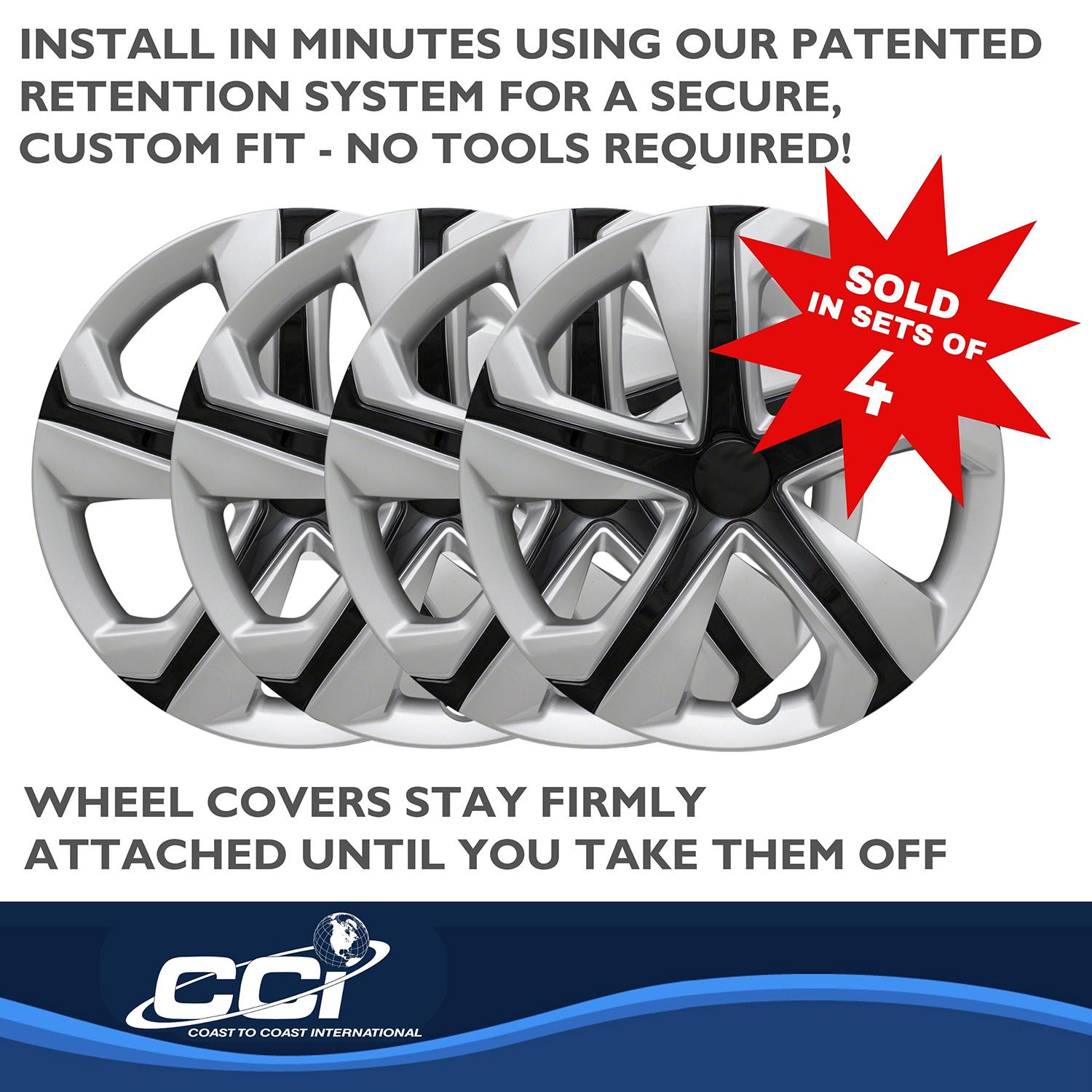 Coast To Coast Silver/Black 16in Wheel Cover/Hub Cap 4 Piece