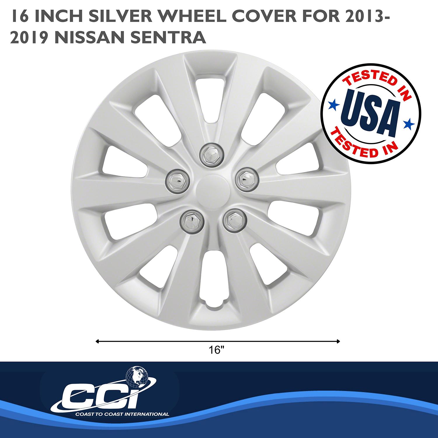 16 Inch Wheel Covers / Hubcaps For Nissan Sentra - Silver Gray Snap-On Set Of 4