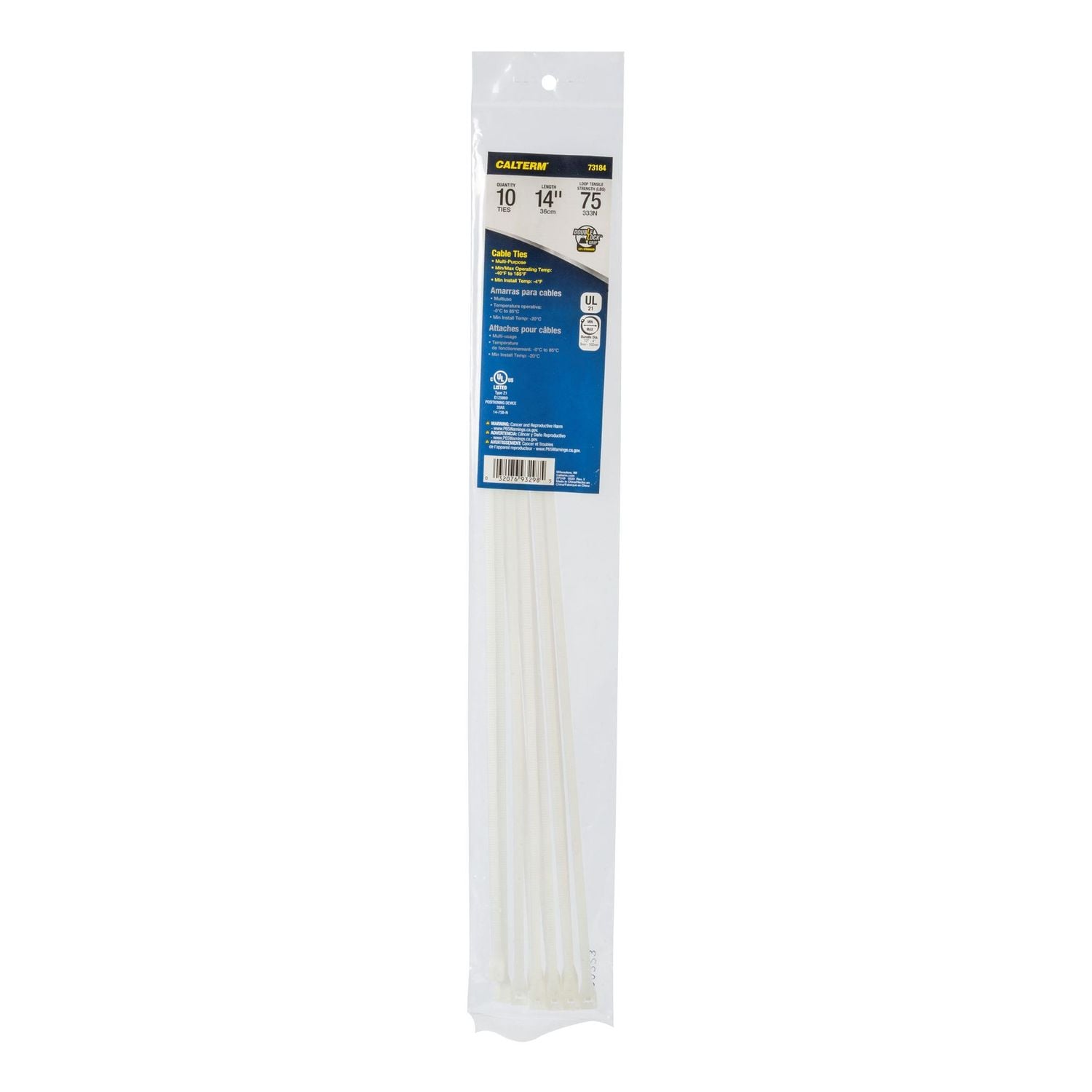 Calterm 14in 75lb Natural Cable Ties 10 Piece | AutoZone