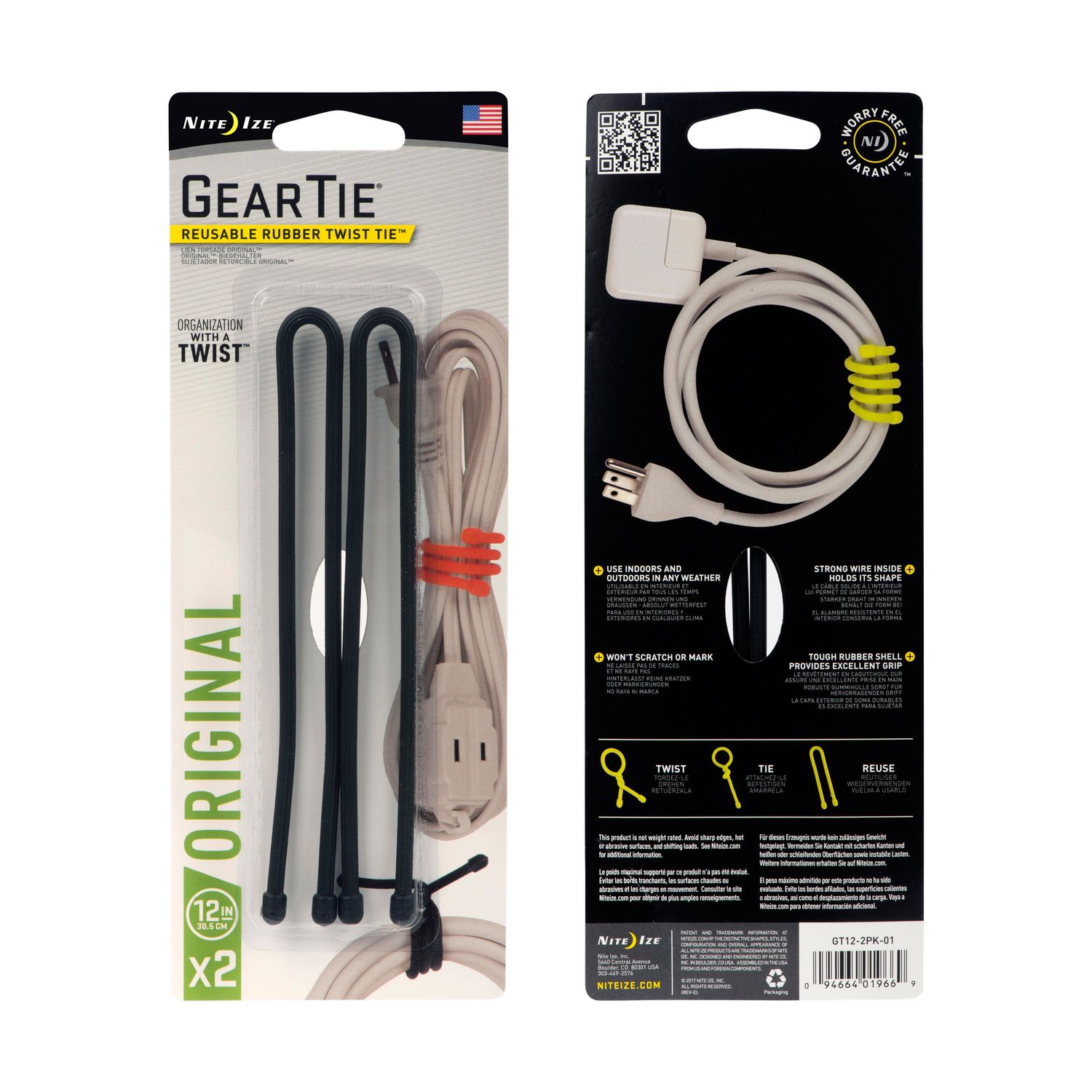 Nite Ize 12 in. Black Gear Tie 2 Pack | AutoZone