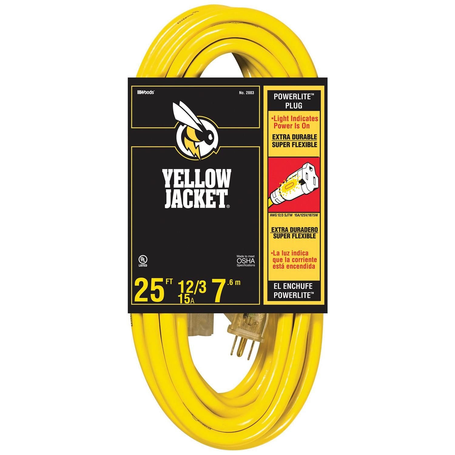 Yellow Jacket 12/3 25Ft Premium Lighted End Extension Cord for American Coach American Tradition