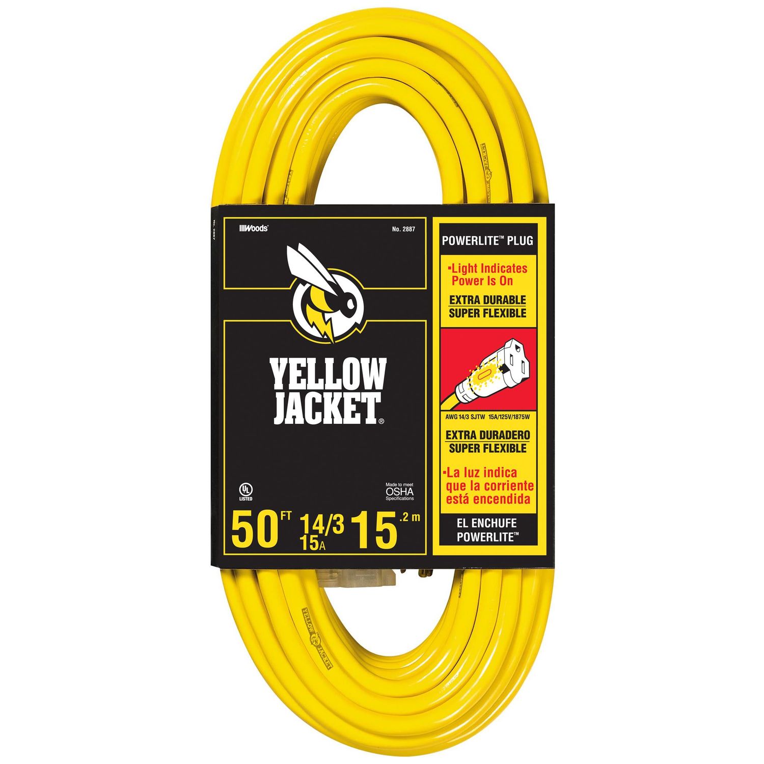 Yellow Jacket 14/3 50Ft Medium Duty Extension Cord for American Coach American Tradition