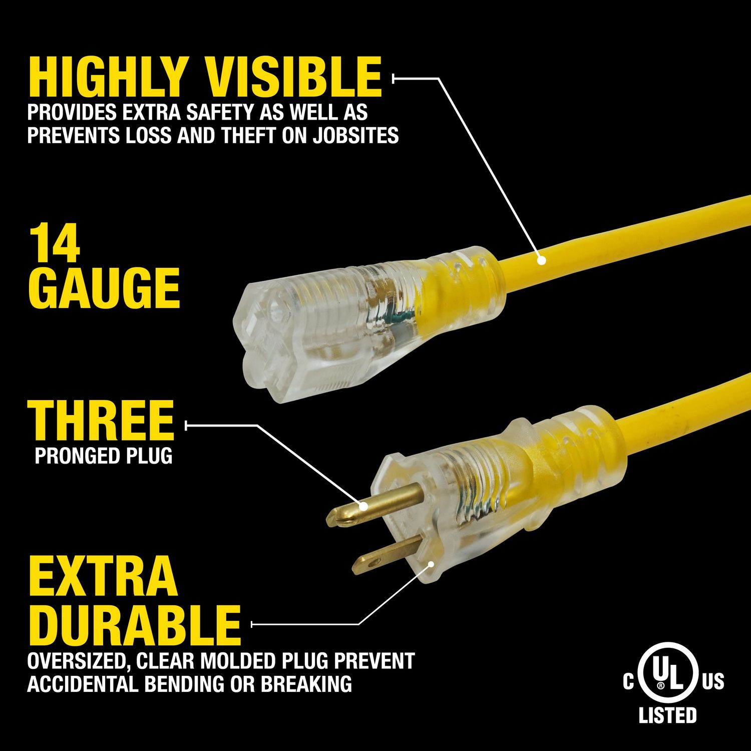 Yellow Jacket 14/3 50Ft Medium Duty Extension Cord