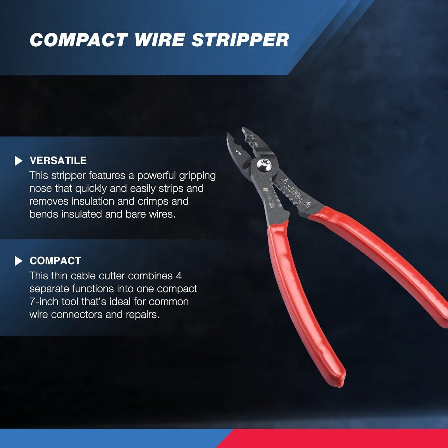 NEIKO 4-in-1 Electrician Pliers, Crimp, Cut and Grip, 12-20 AWG