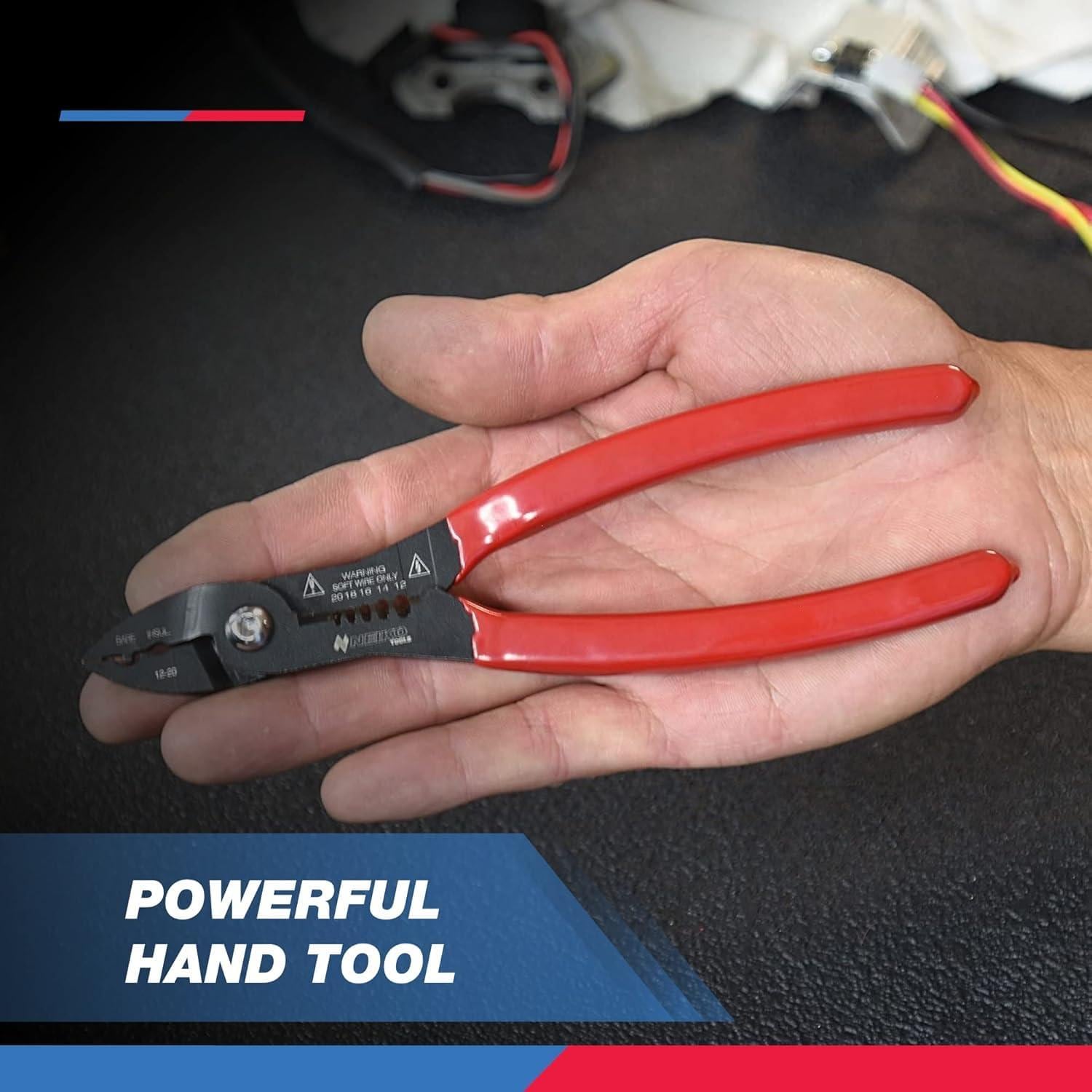 NEIKO 4-in-1 Electrician Pliers, Crimp, Cut and Grip, 12-20 AWG