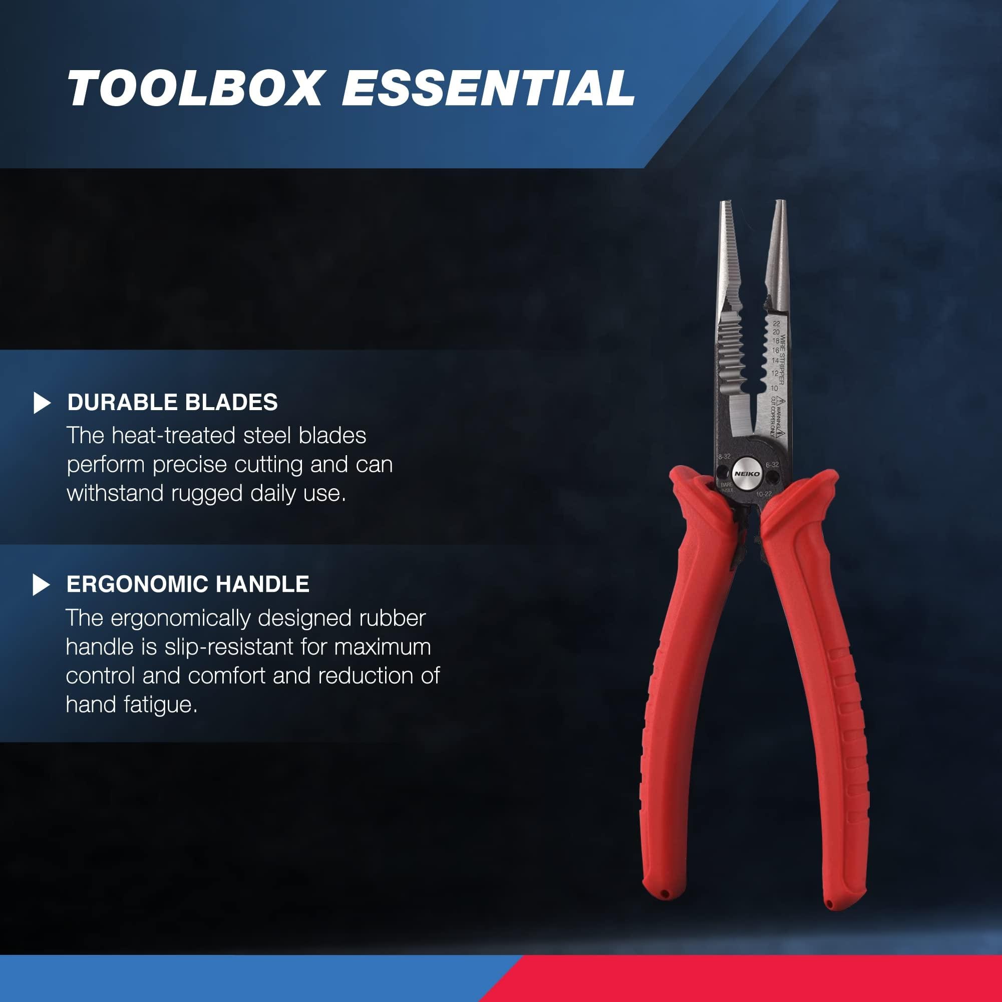 NEIKO 8-1/2in Length, Grip, Crimp, Strip, Cut, Extract, 6-in-1