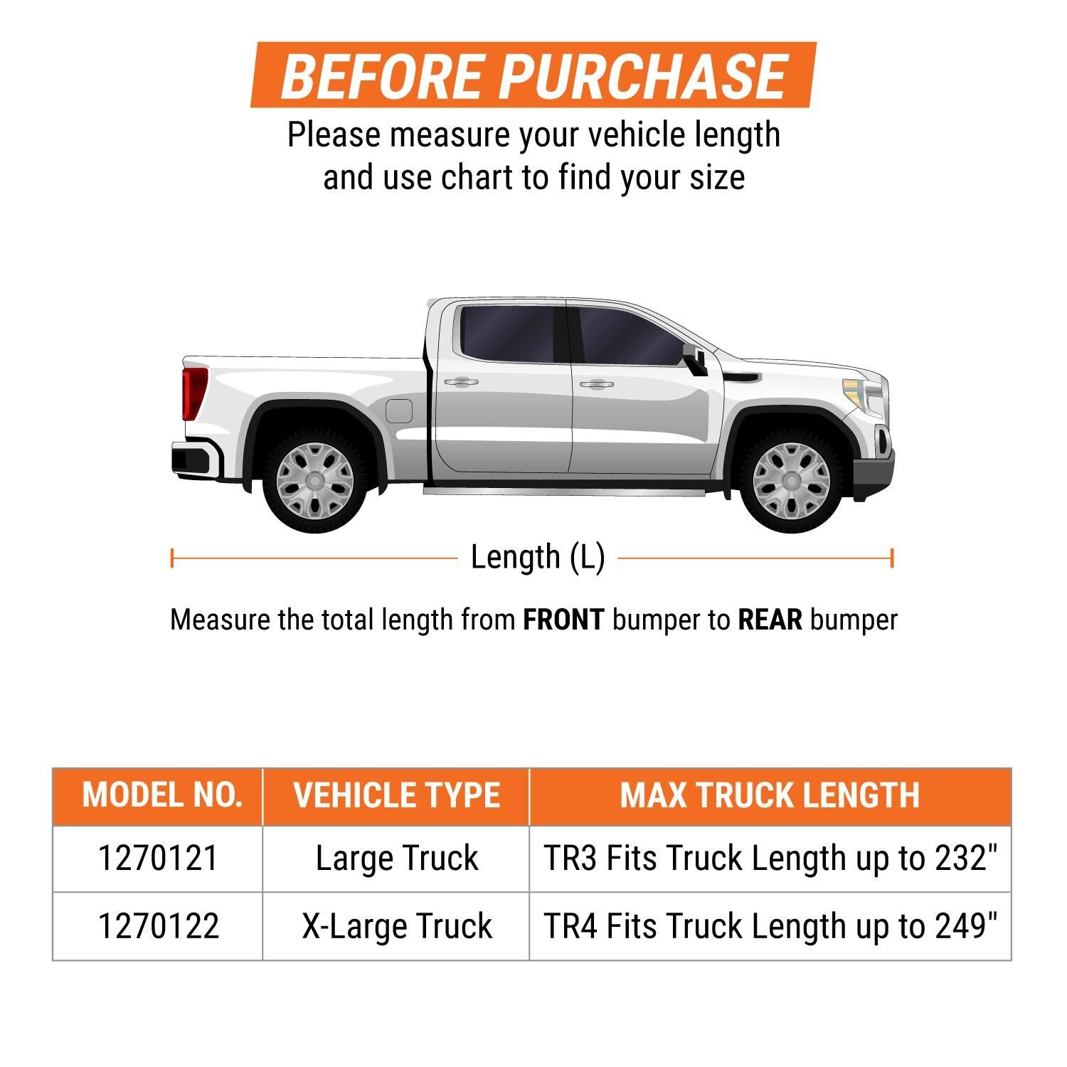 Universal Heavy Duty Waterproof Truck Cover – UV & Snow Protection, Silver, 190T Polyester, Fits Up To 260" L X 80" W X 65" H