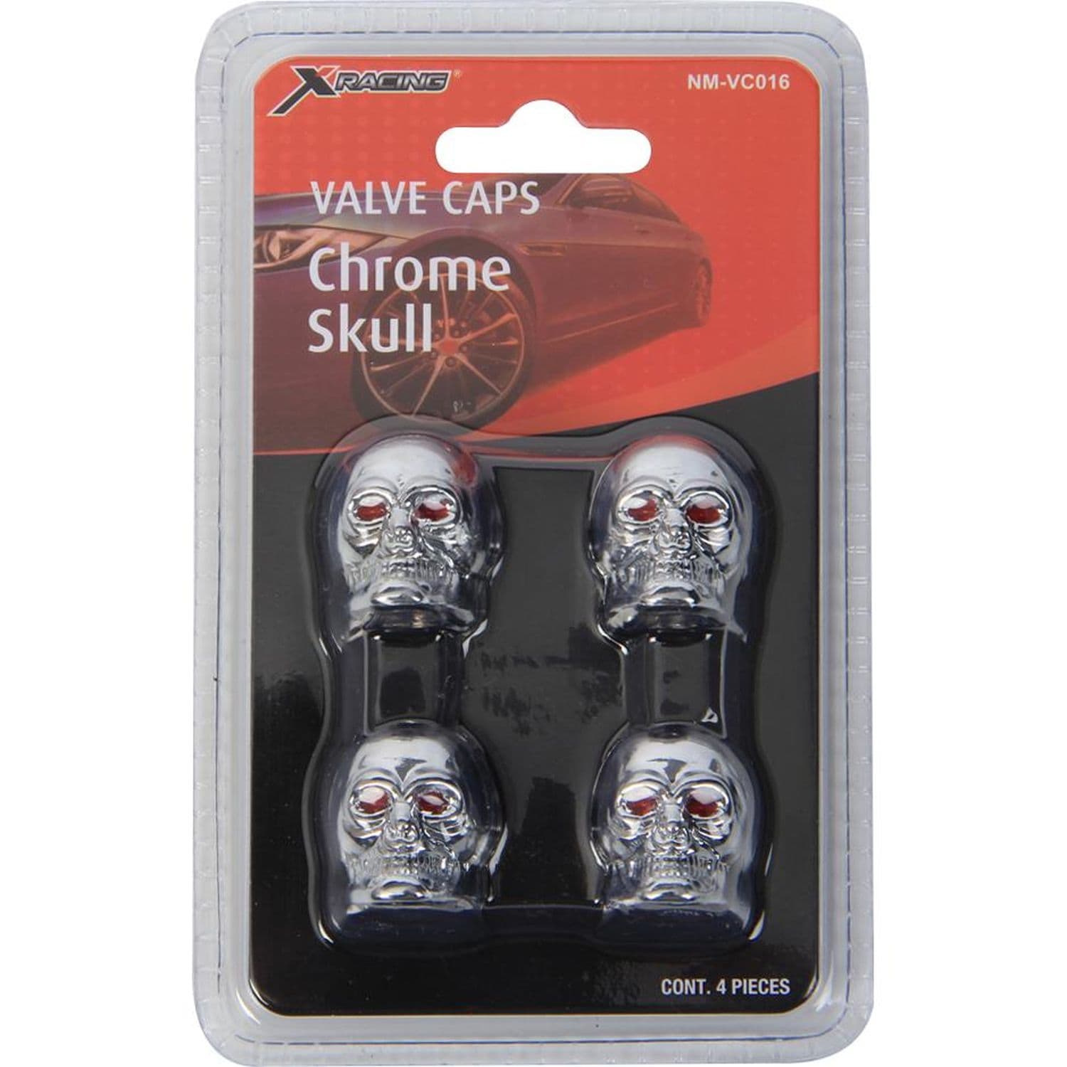 Pilot Chrome Skull Valve Stem Caps 4 Pack | AutoZone