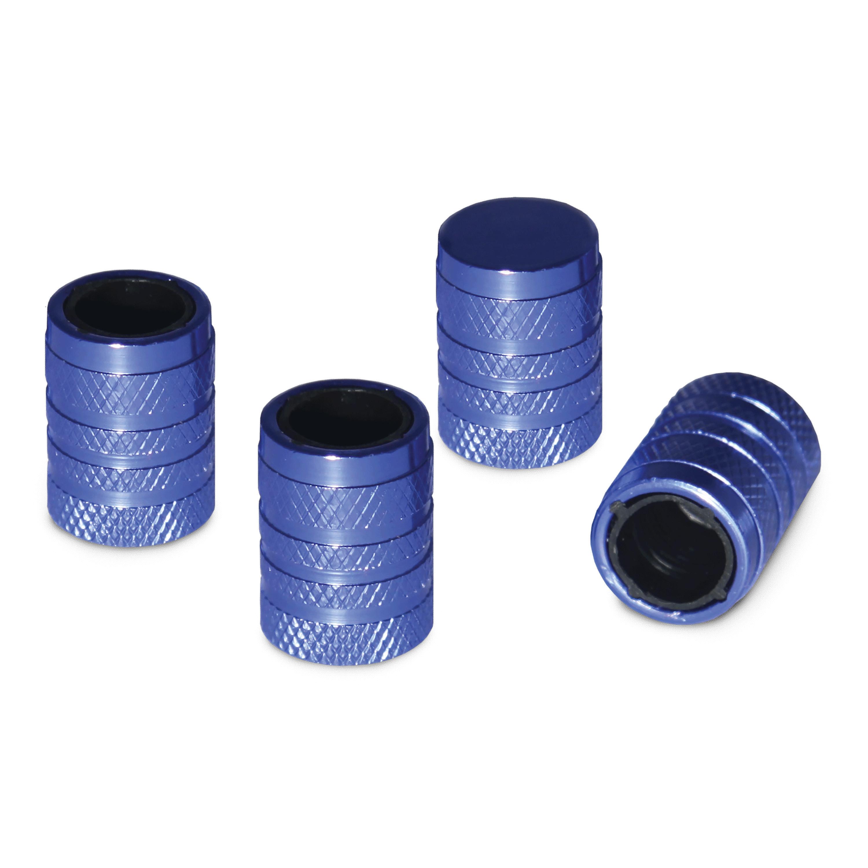 Slime Blue Steel Barrel Tire Valve Stem Caps for Chevrolet Spark