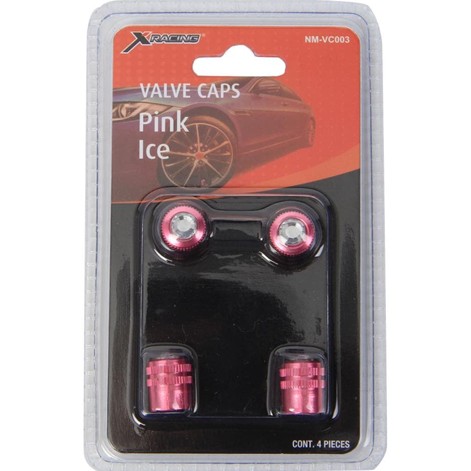 Pilot Crystal and Pink Valve Stem Caps for Chevrolet Spark
