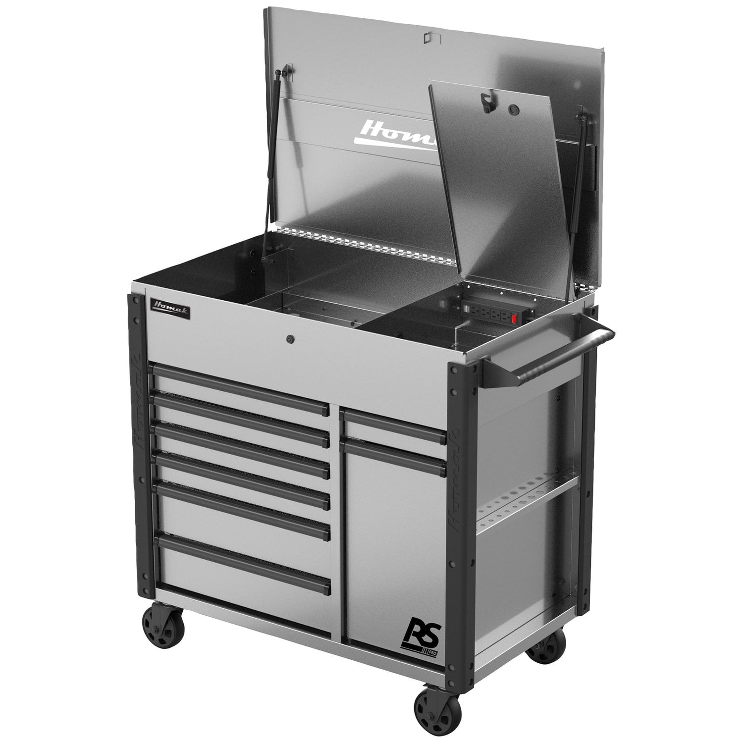 Homak 44in RSPro Flip Top 8-Drawer Power Service Cart -Gray | AutoZone