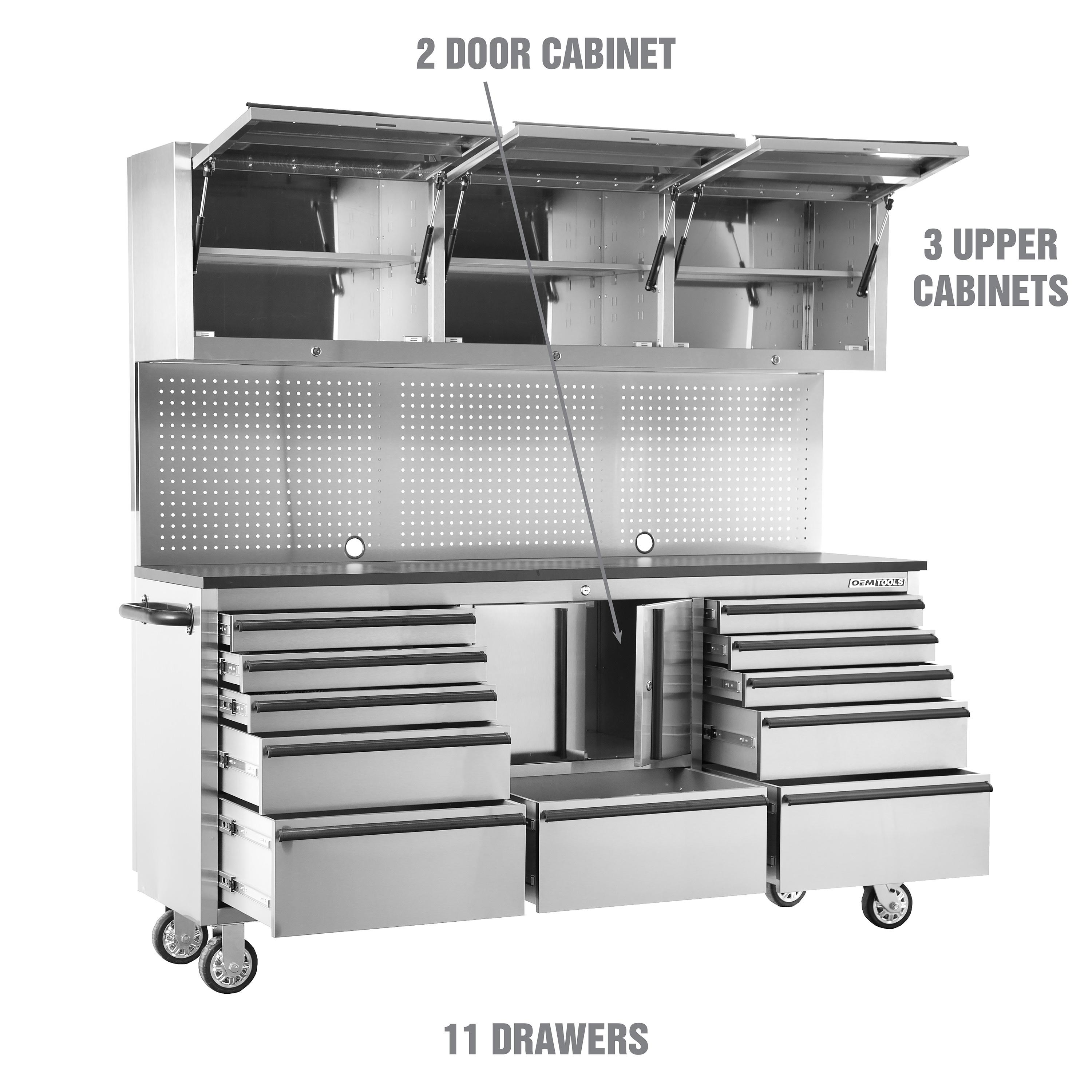 OEMTOOLS 72in 11 Drawer Stainless Steel Tool Cabinet | AutoZone