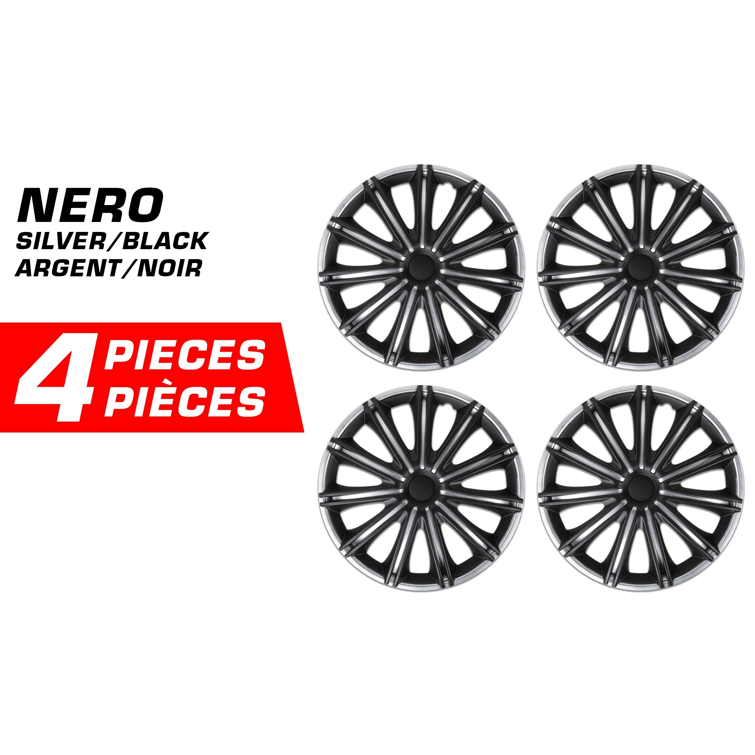 Pilot Black and Silver 16in Universal Wheel Cover/Hub Cap 4 Piece