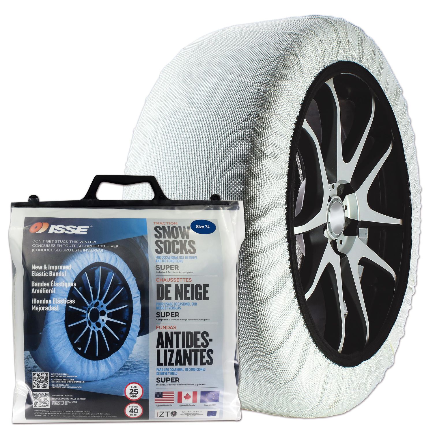 Shark Industries White Size 74 Super Snow Tire Sock for Subaru Justy