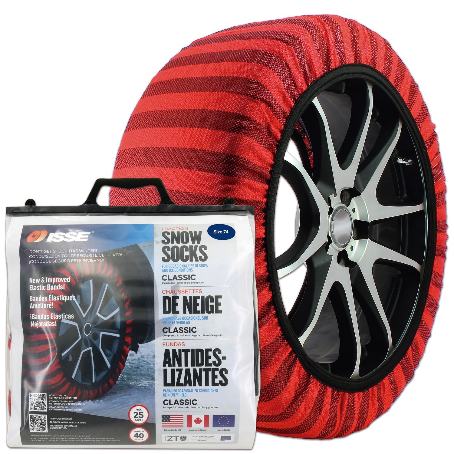 Shark Industries Red and Black Size 74 Classic Snow Tire Sock for Subaru Justy