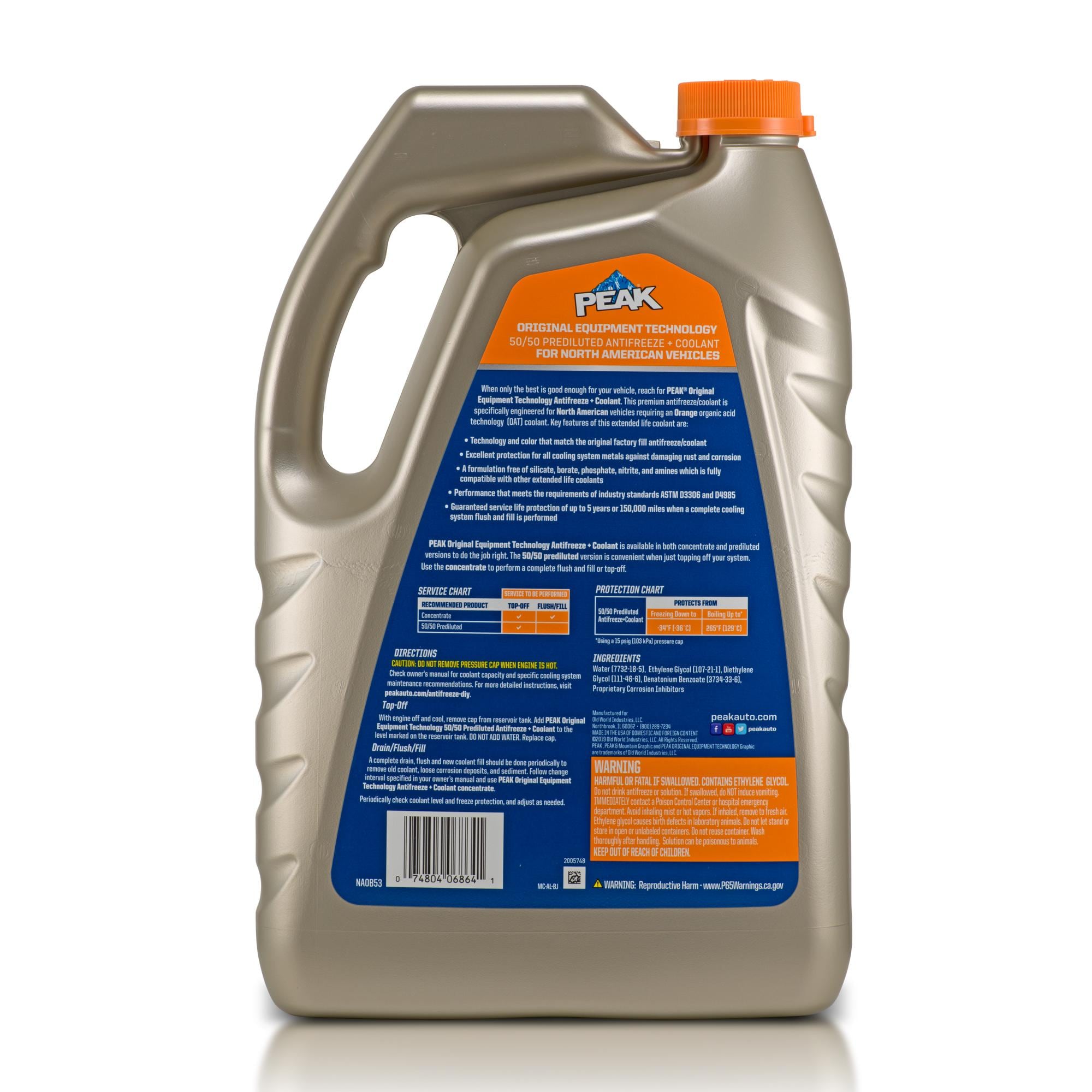 PEAK Original Equipment Technology Orange Pre-Mixed Engine Coolant ...