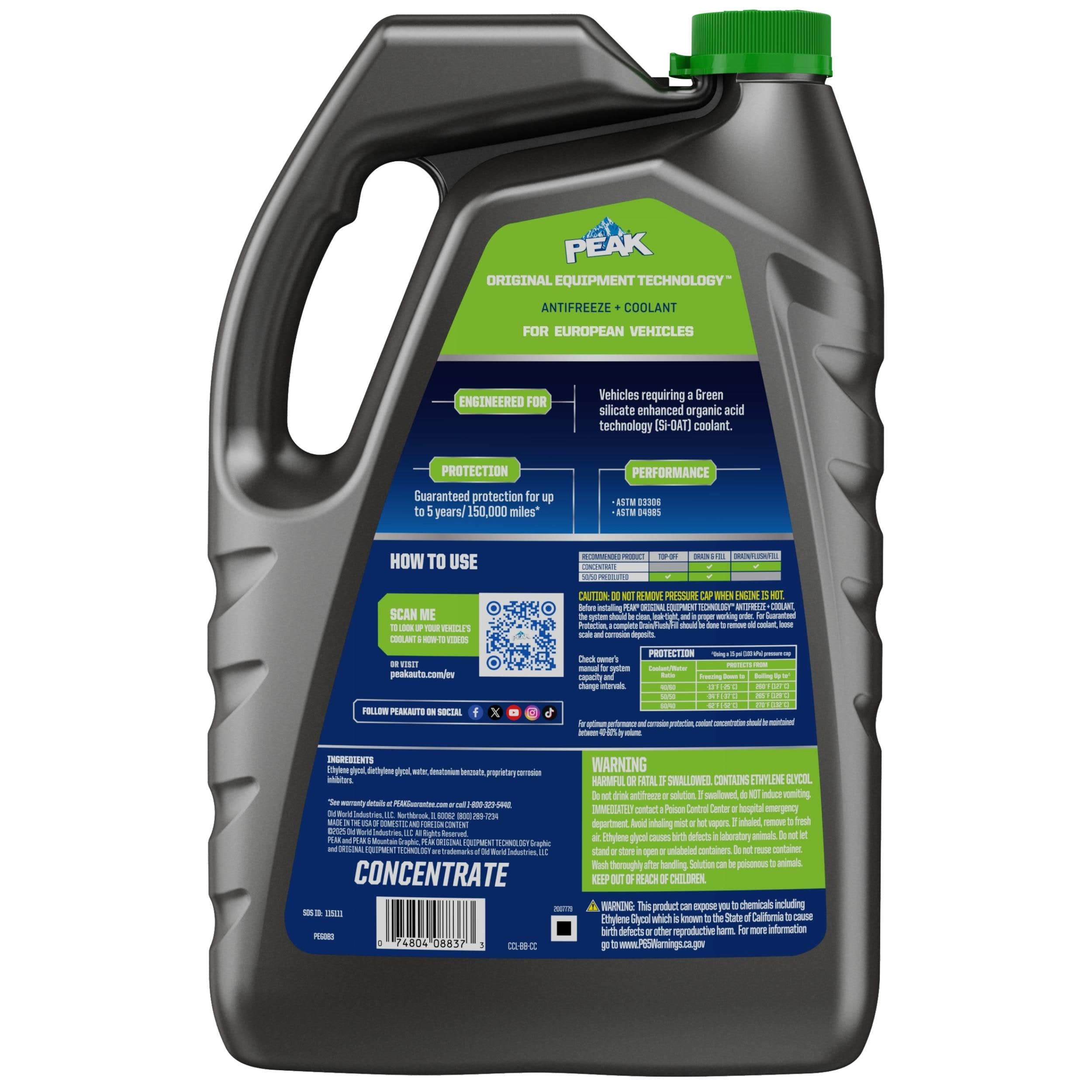 PEAK ORIGINAL EQUIPMENT TECHNOLOGY Green Engine Coolant and