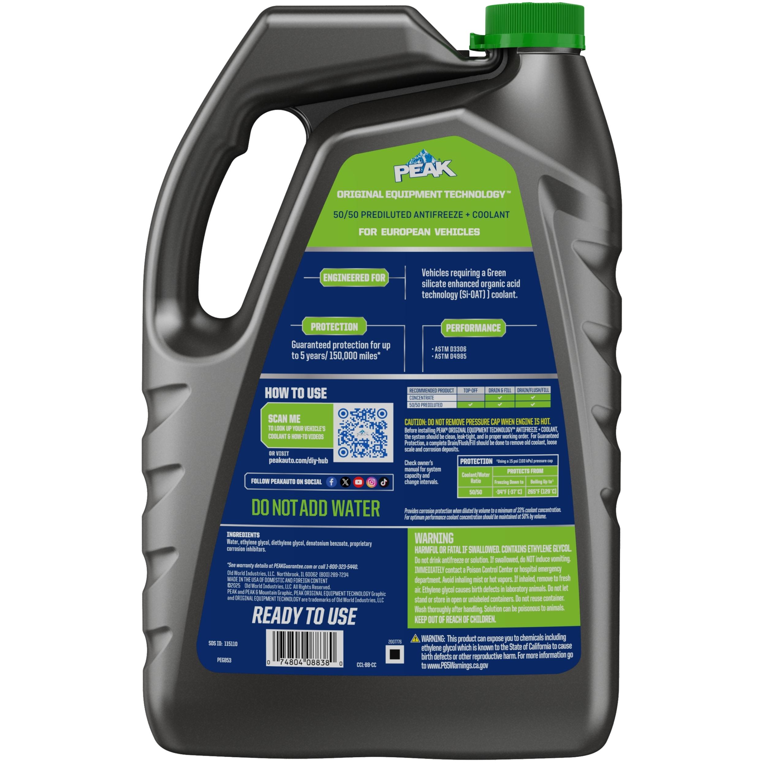 PEAK ORIGINAL EQUIPMENT TECHNOLOGY Green Engine Coolant and