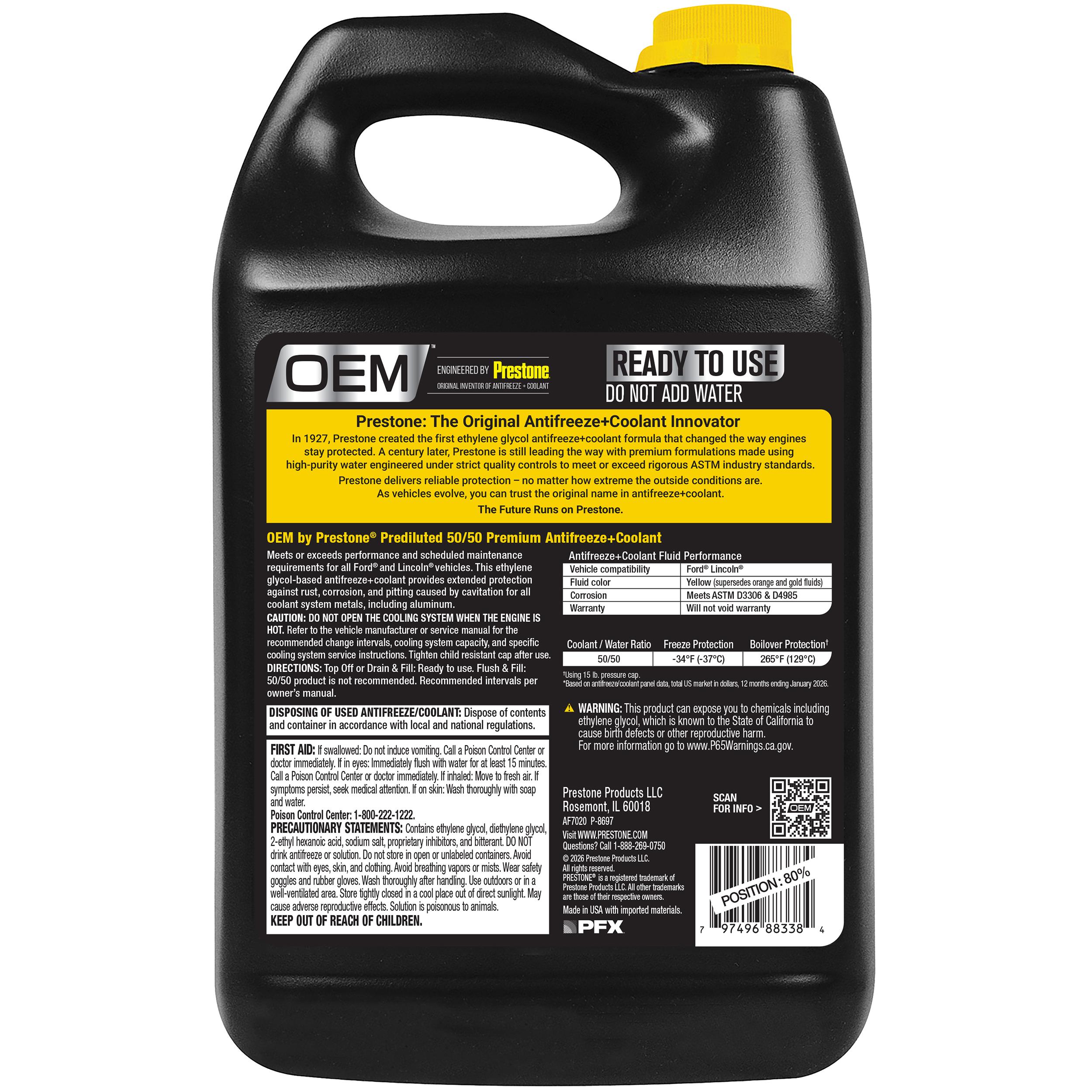 OEM by Prestone Yellow Engine Coolant and Antifreeze Pre-Mixed