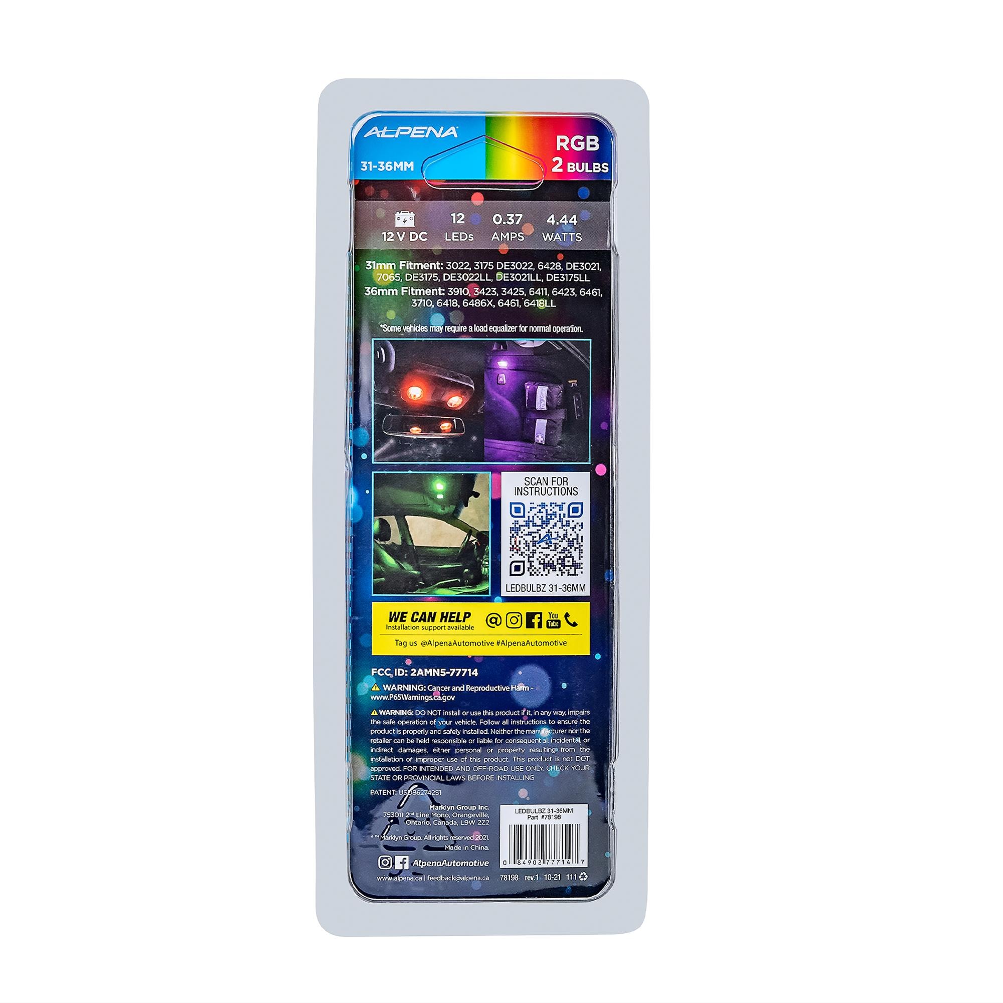 Alpena 31-36mm Multi-Color LED Bulbs with Remote | AutoZone