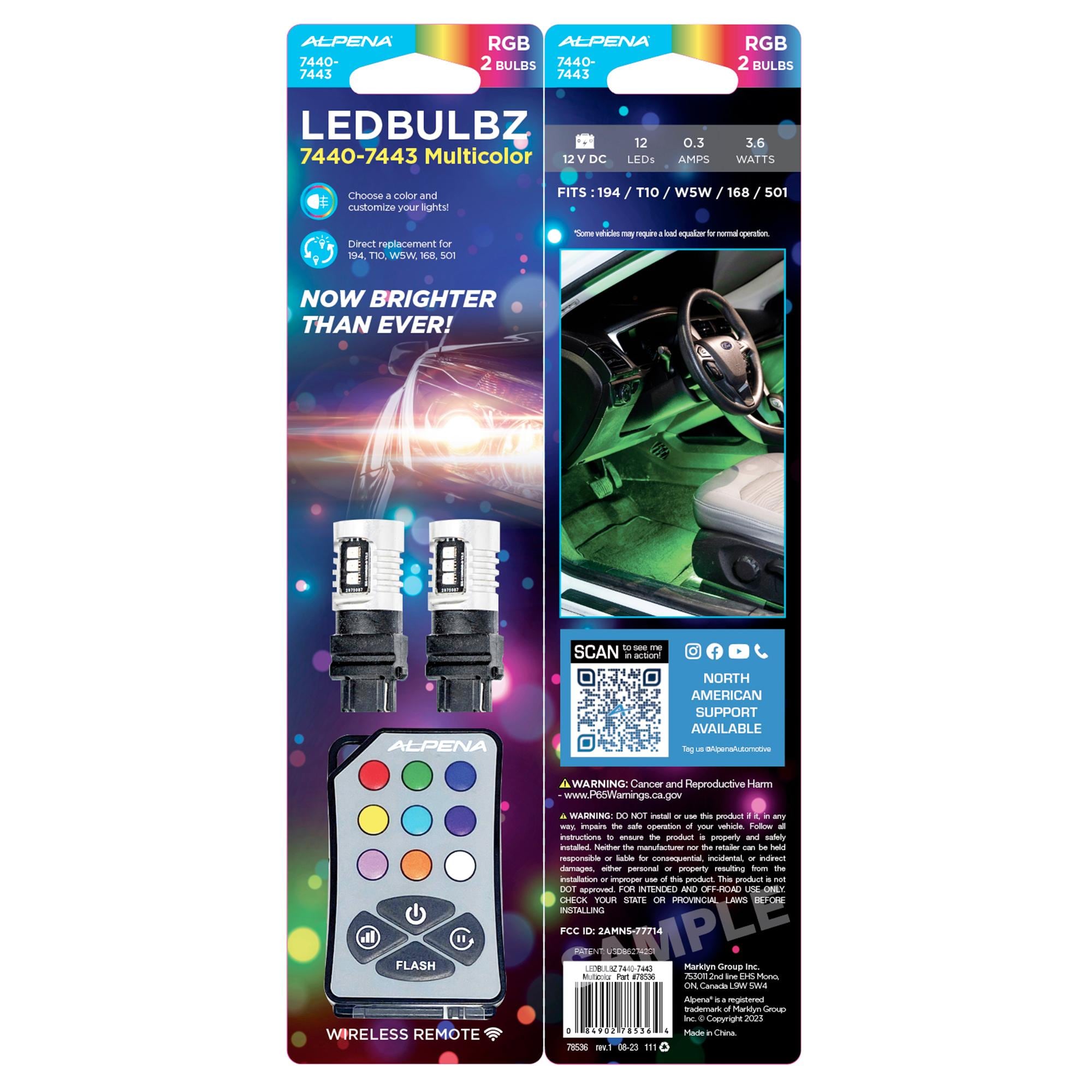 ネイタルデザイン Lampup BELL INSIDE 抽選品 Alpena Multi-Color LED Bulbs for 7440-7443 with Remote | AutoZone
