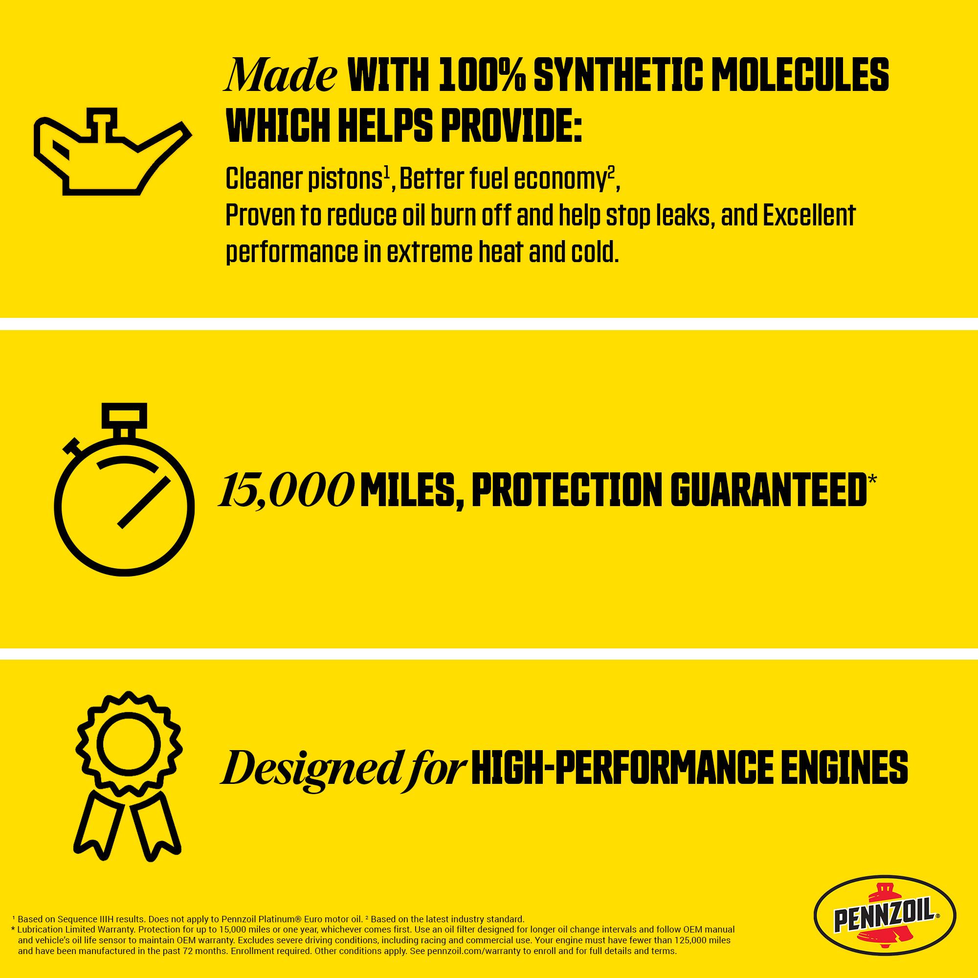 Pennzoil Platinum Full Synthetic 0W-20 Motor Oil 1 Quart 550036541 
