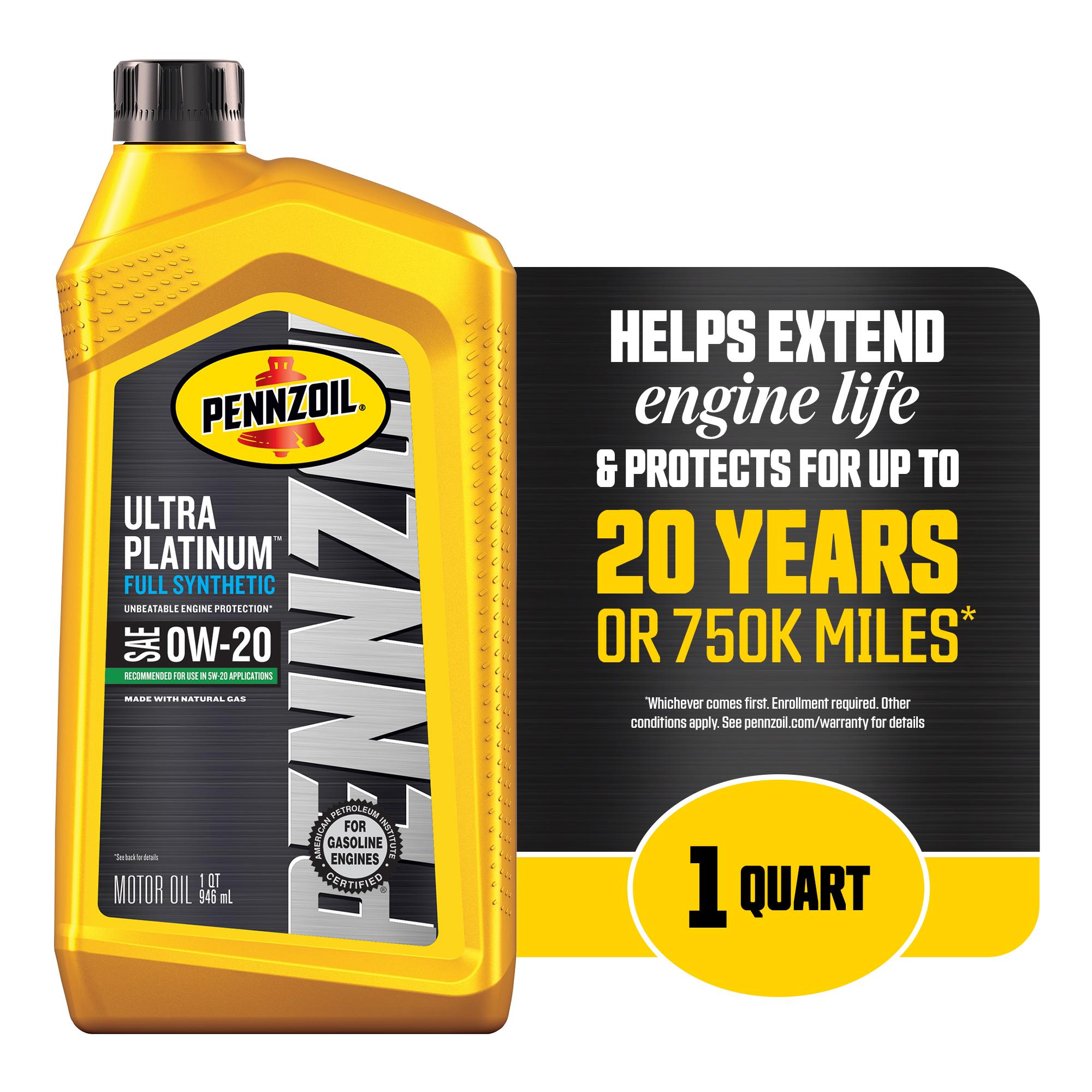 Pennzoil Ultra Platinum Full Synthetic 0W-20 Motor Oil 1 Quart