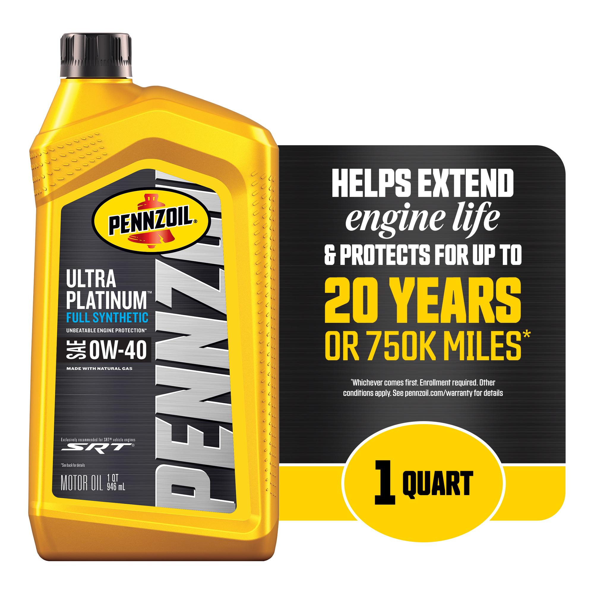 Pennzoil Ultra Platinum Full Synthetic 0W-40 Motor Oil 1 Quart