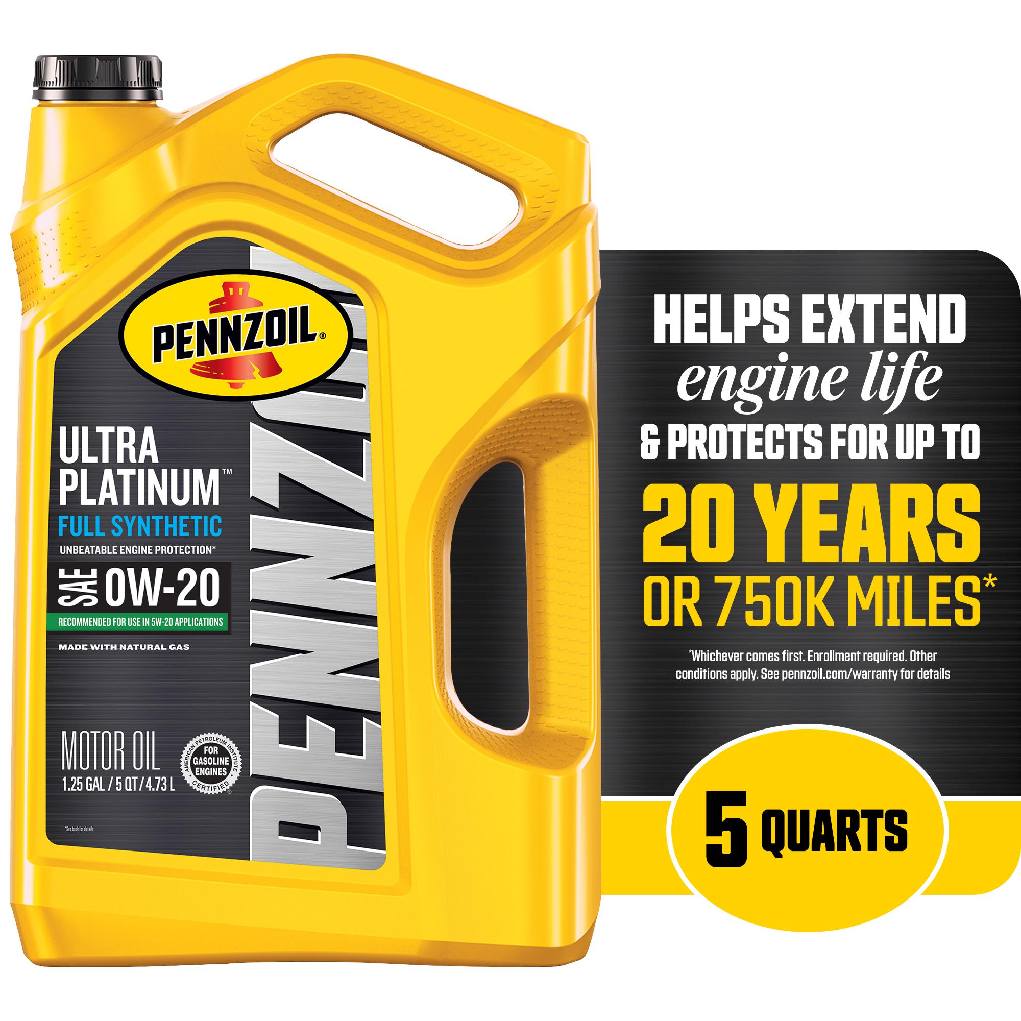 Pennzoil Ultra Platinum Full Synthetic 0W-20 Motor Oil 5 Quart