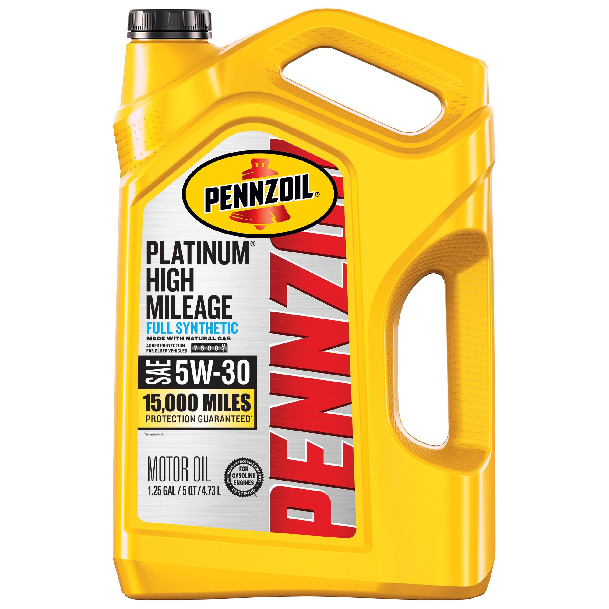 Pennzoil Platinum High Mileage Full Synthetic 5W-30 Motor Oil 5 Quart for Toyota Tacoma