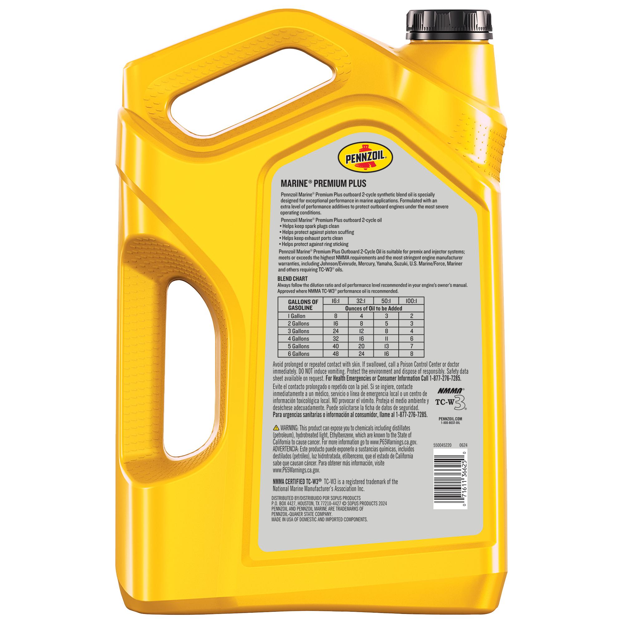 Pennzoil Marine Premium Plus Outboard Synthetic Blend Premix Motor