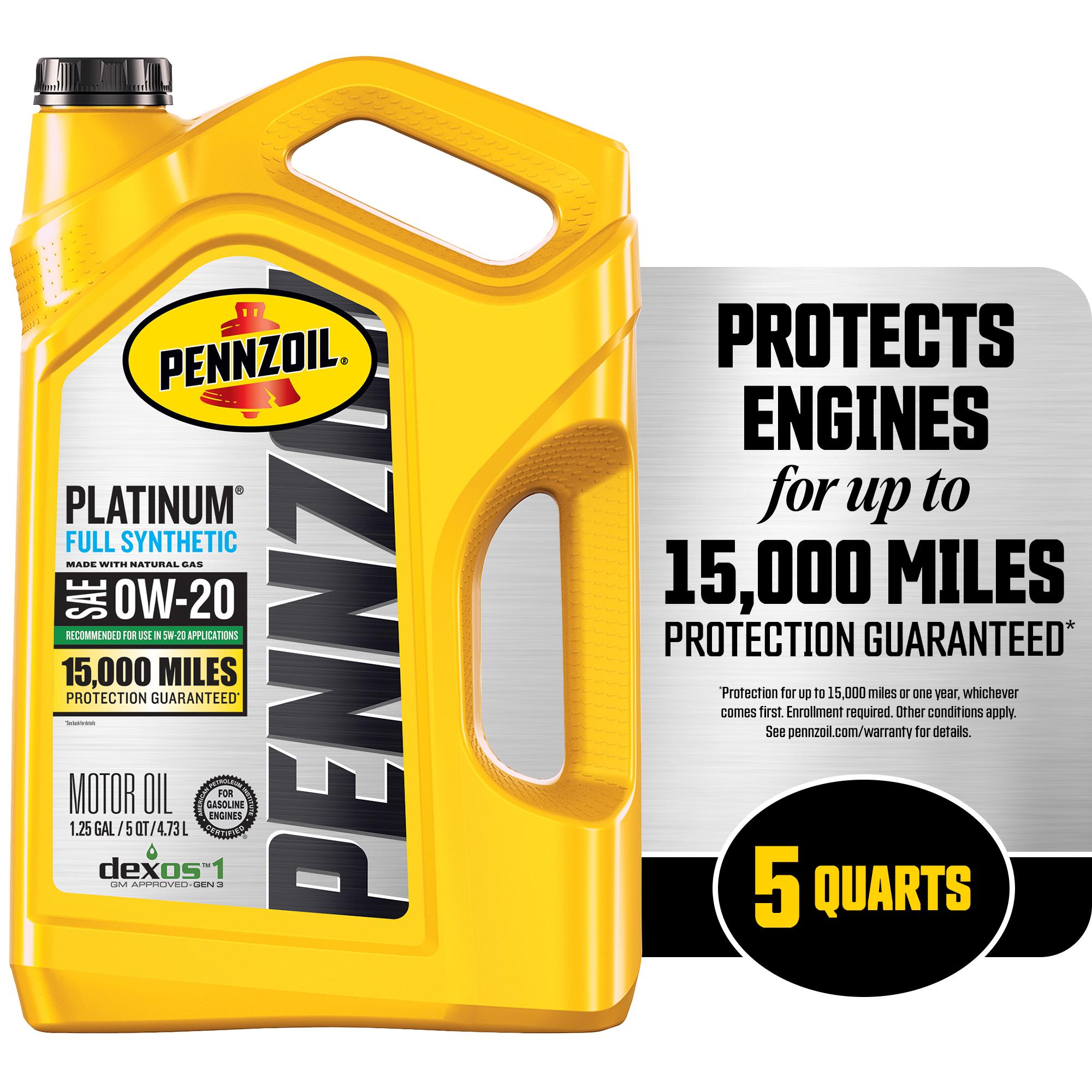 Pennzoil Platinum Full Synthetic 0W-20 Motor Oil 5 Quart | AutoZone