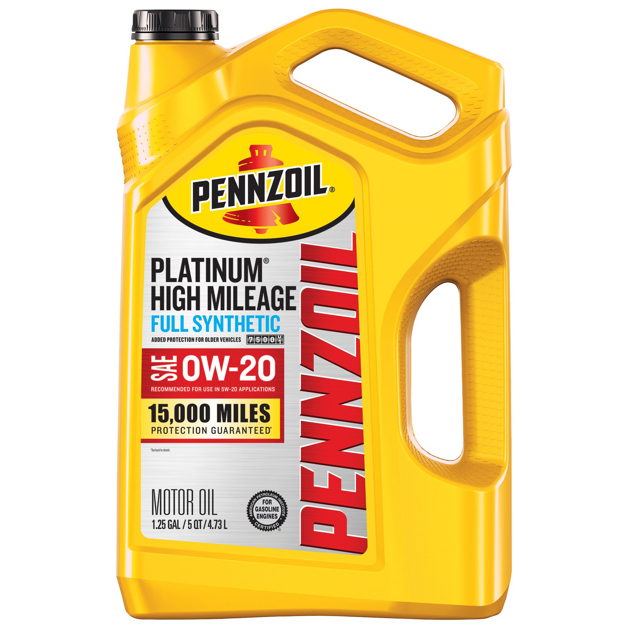 Pennzoil Platinum High Mileage Full Synthetic 0W-20 Motor Oil 5