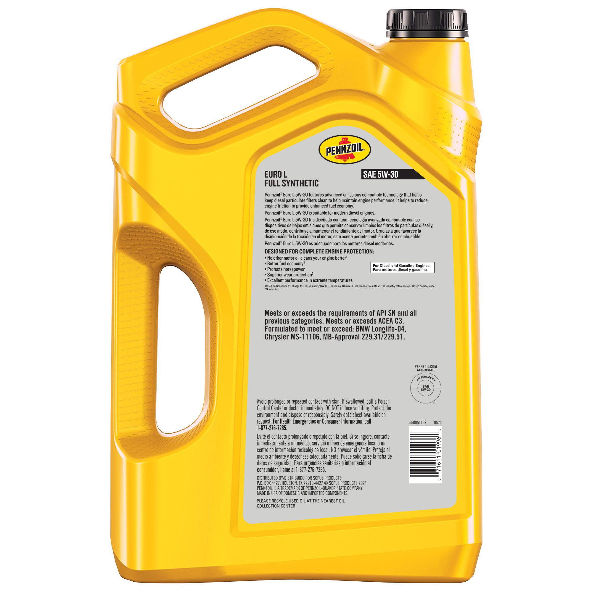 Pennzoil Platinum Euro L Full Synthetic 5W-30 Motor Oil 5 Quart