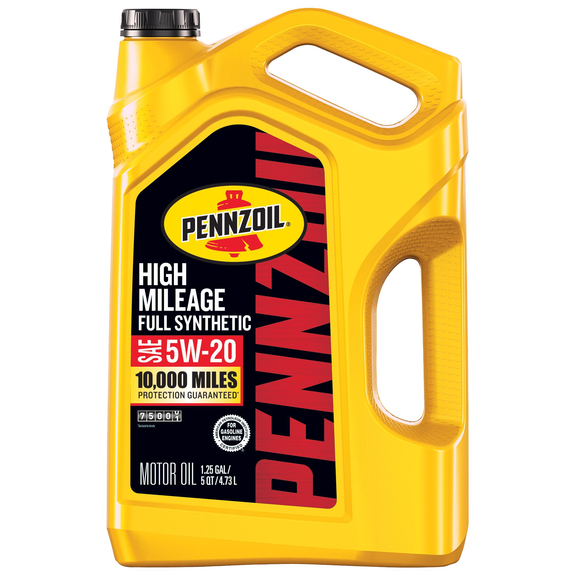 Pennzoil High Mileage Full Synthetic 5W-20 Motor Oil 5 Quart